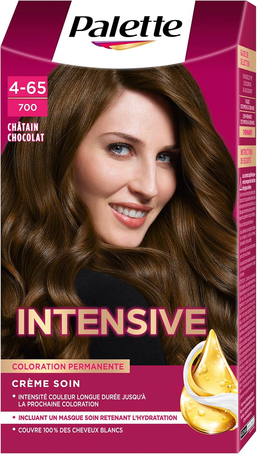 Palette - Intensive color crème soin - couvre 100% cheveux blancs - tenue 8 semaines - soin masque - Châtain Chocolat 70