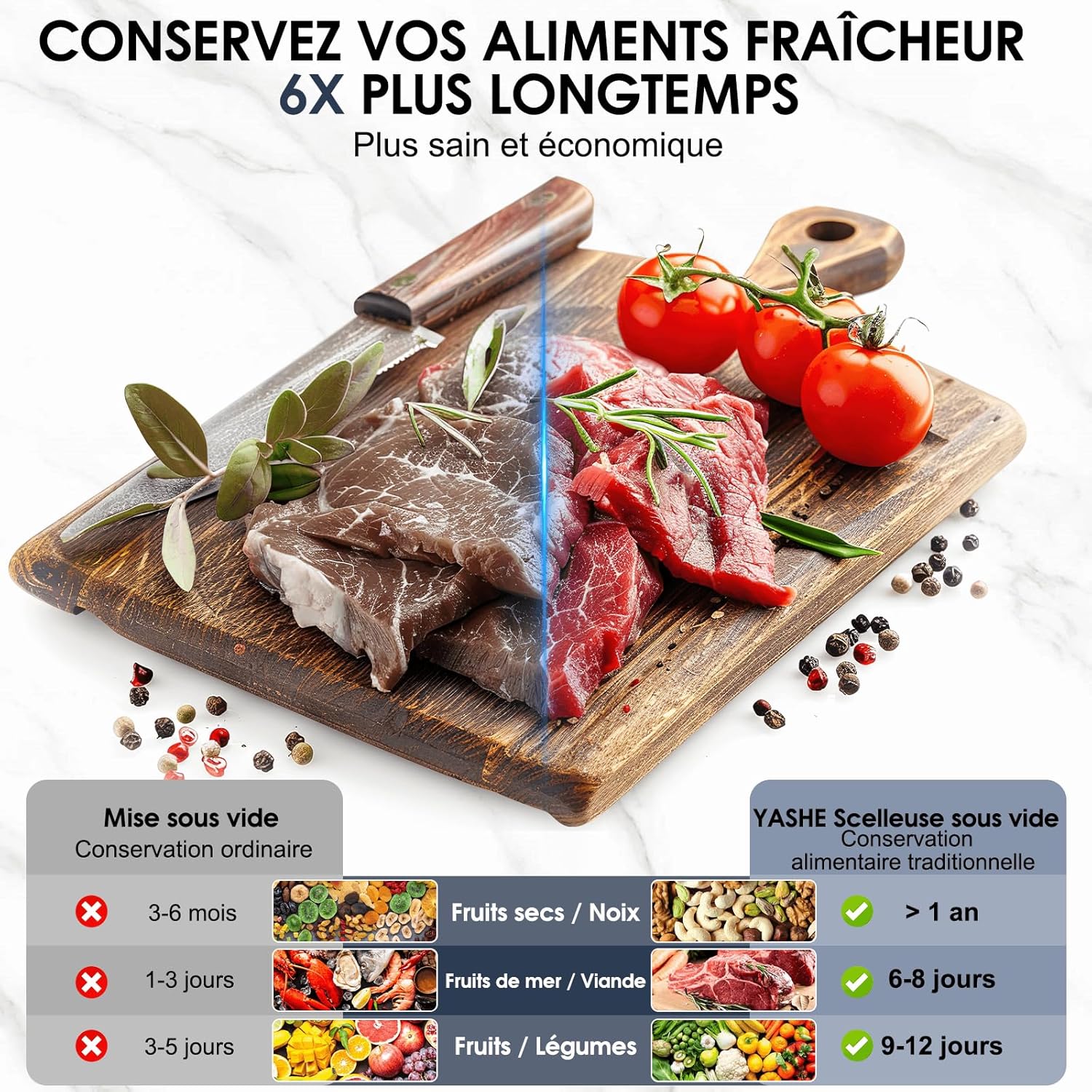 YASHE - Machine Sous Vide 5 en 1 - modes sec/humide, multifonction, conservation aliments