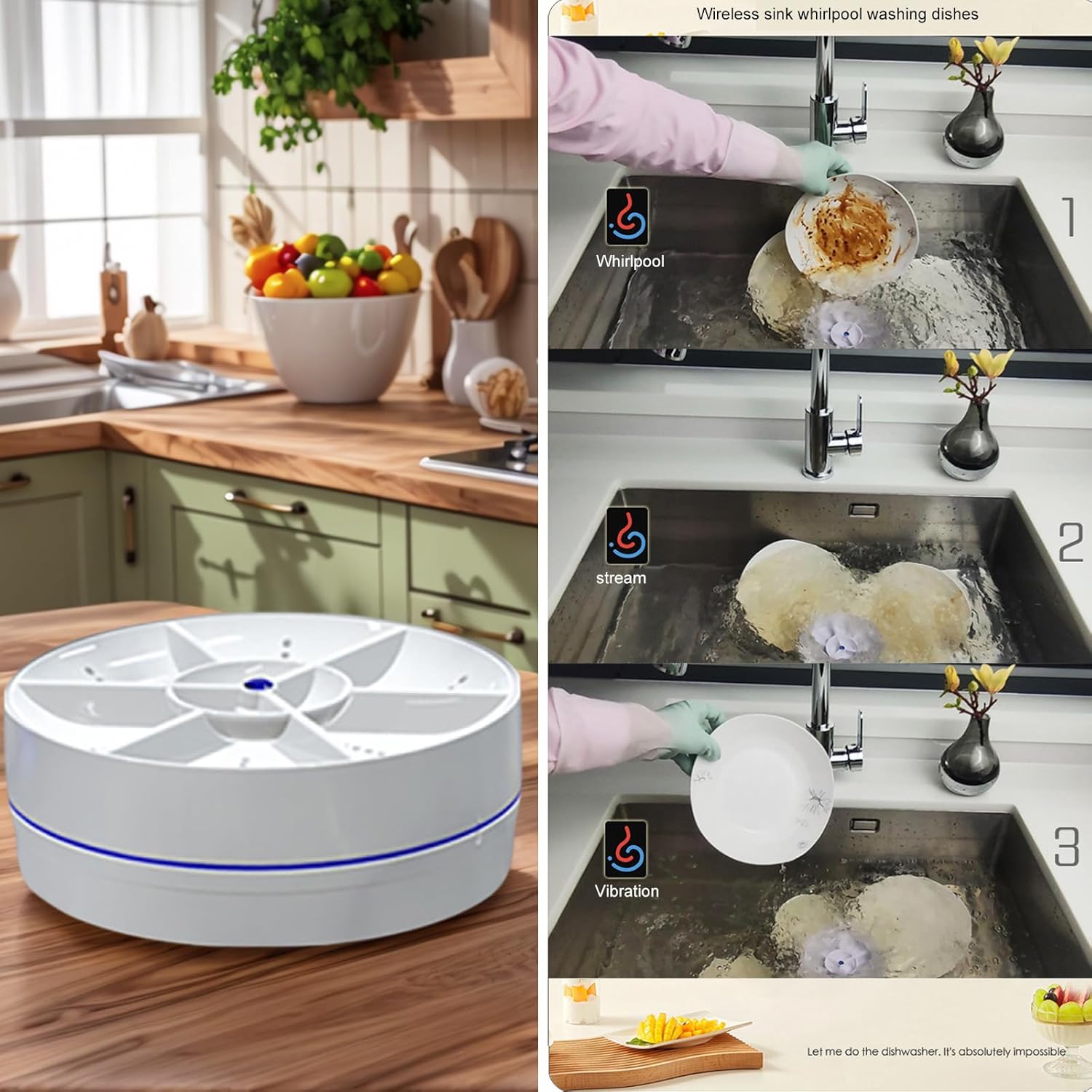 Gadget de nettoyage portable - lave-vaisselle électrique compact ABS - idéal fruits/légumes - petit format