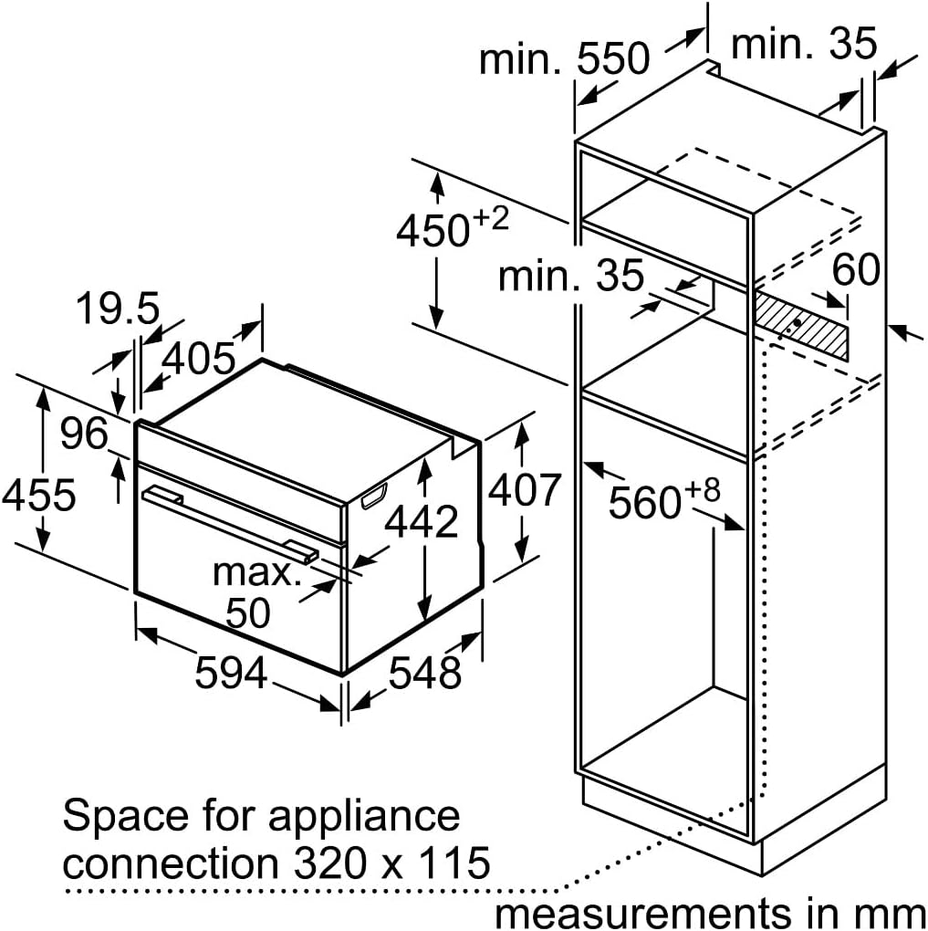Balay - Four compact série 3 - 45 cm - multifonction, aqualyse, verre noir - 3CB4130X3