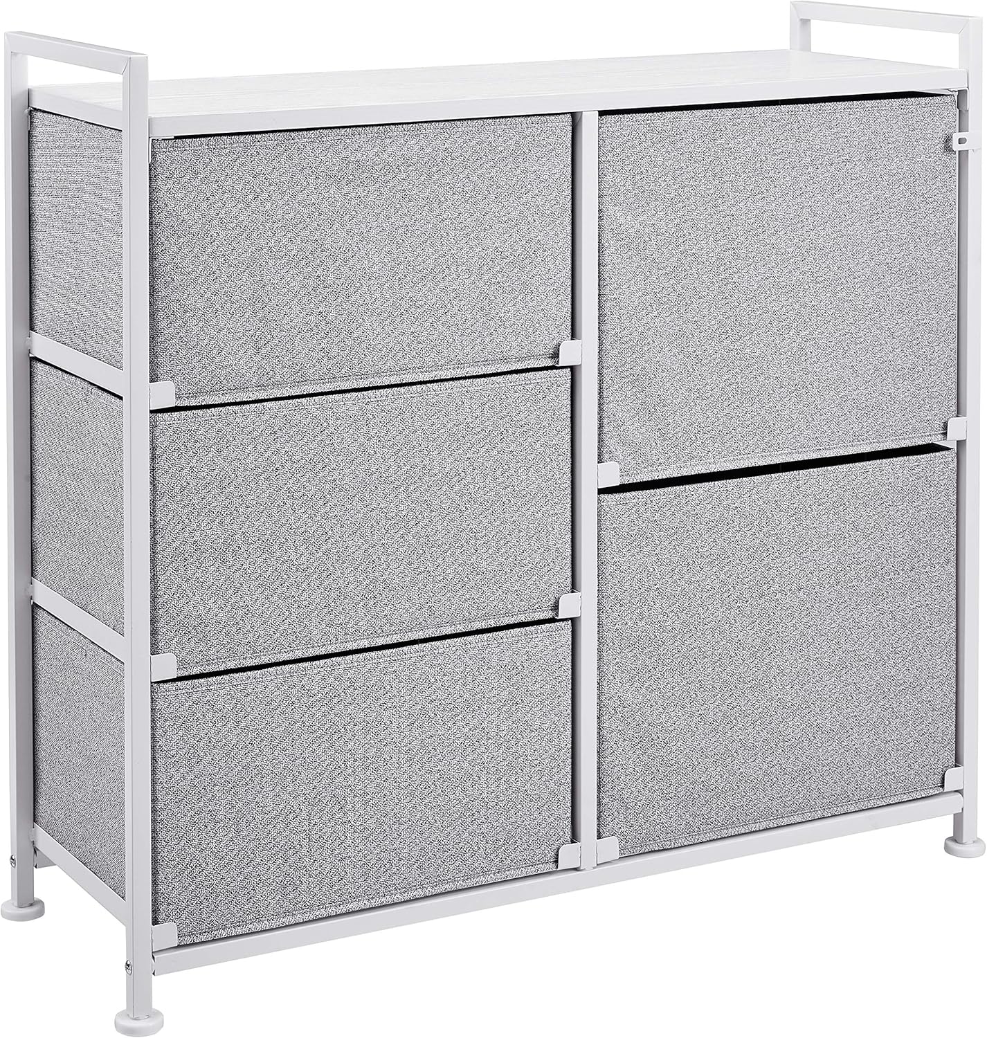 Amazon Basics - commode 5 tiroirs tissu - blanc - rangement compact