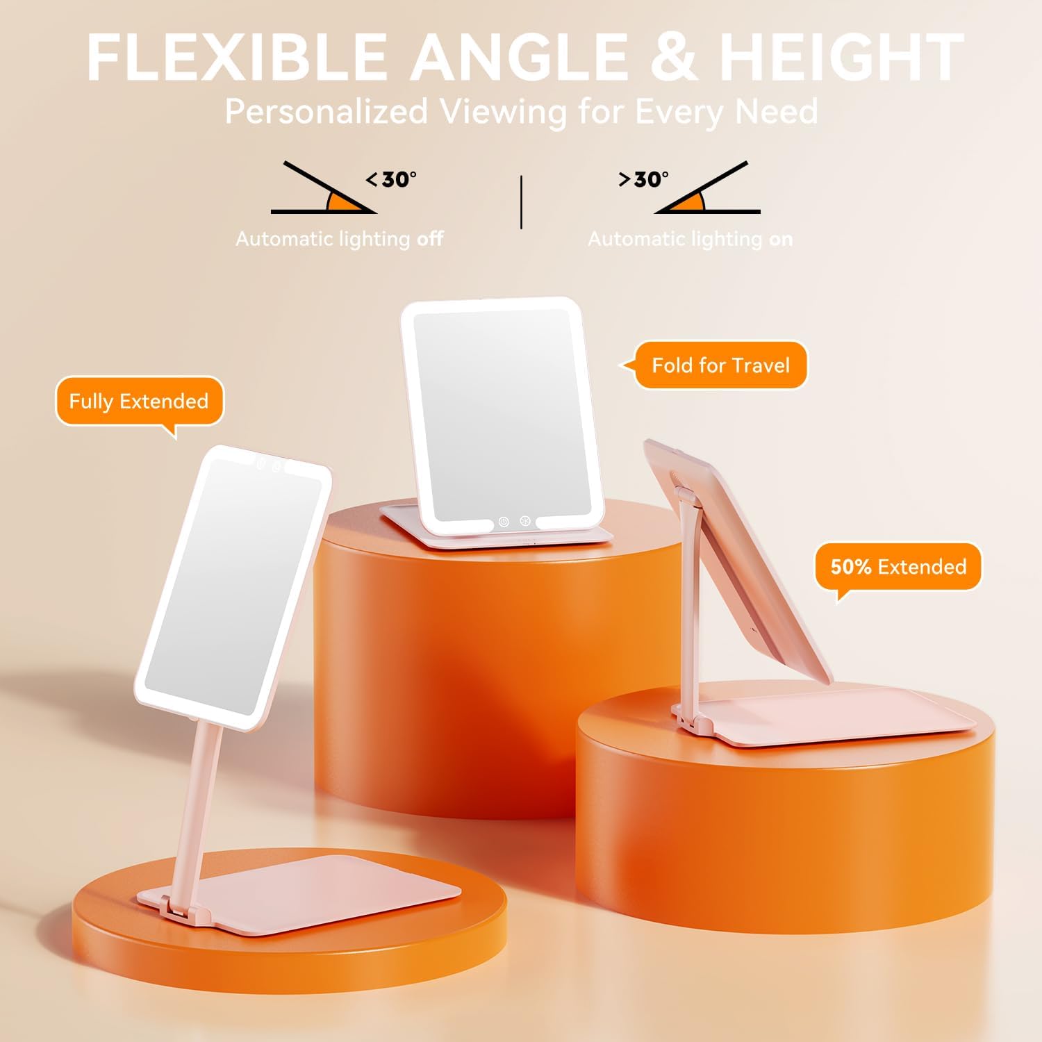 Auxmir - miroir maquillage LED 72 lampes, tactile, USB, HD, voyage