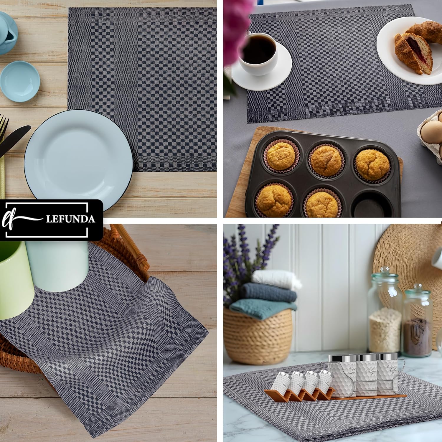 LEFUNDA - tablier cuisine ajustable, 3 poches, étanche, longues lanières