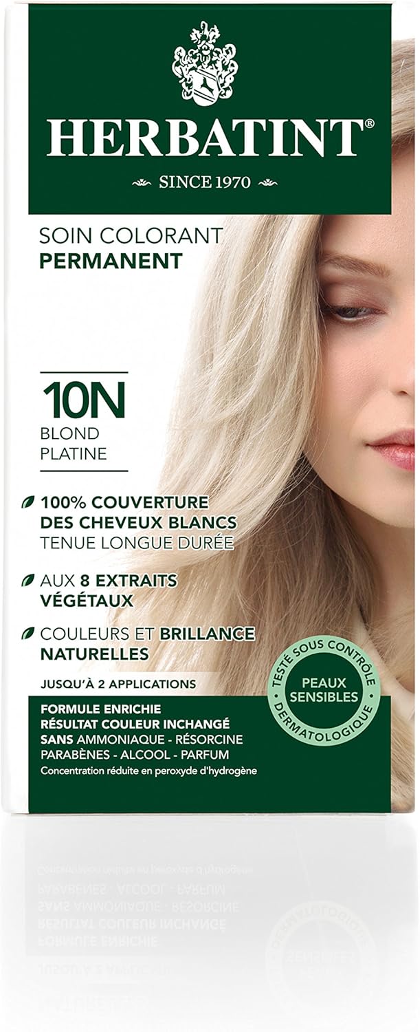 Herbatint - Soin Colorant 10N - 150ml - Sans ammoniaque, idéal cheveux blancs, bio