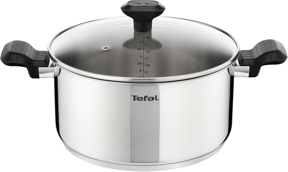 Tefal - Comfort Max - faitout 24 cm - inox induction, poignées isolées, couvercle verre - C9734604
