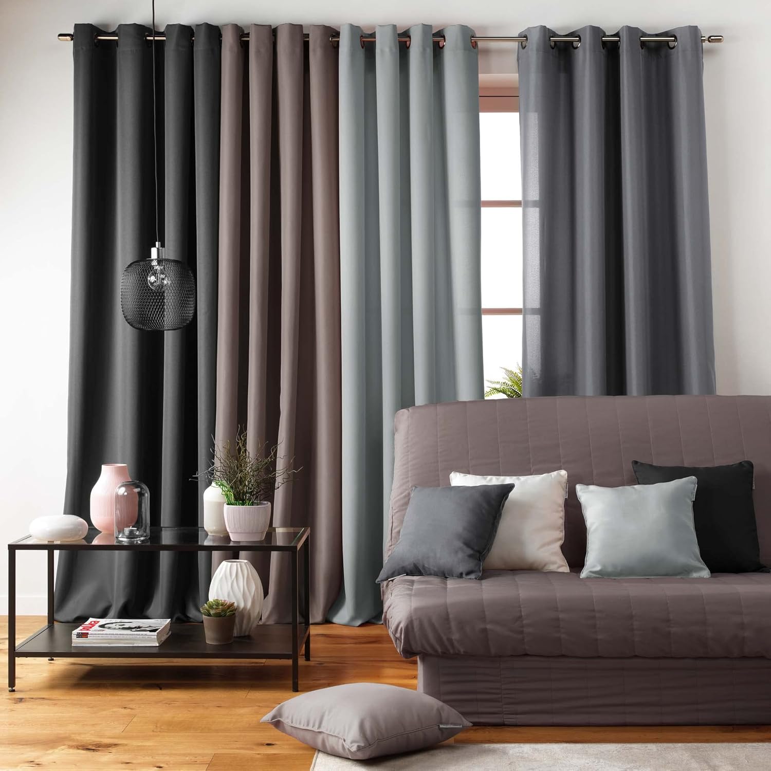 Douceur d'intérieur - Housse Clic Clac Essentiel - 120/140x185/200 cm - matelassée polyester, taupe