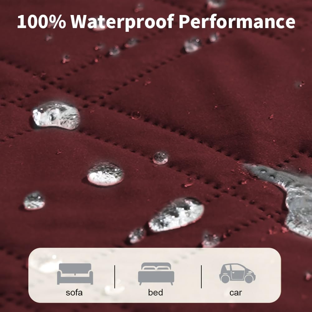 DUJUIKE - housse imperméable canapé/animaux, rouge, 208-260cm