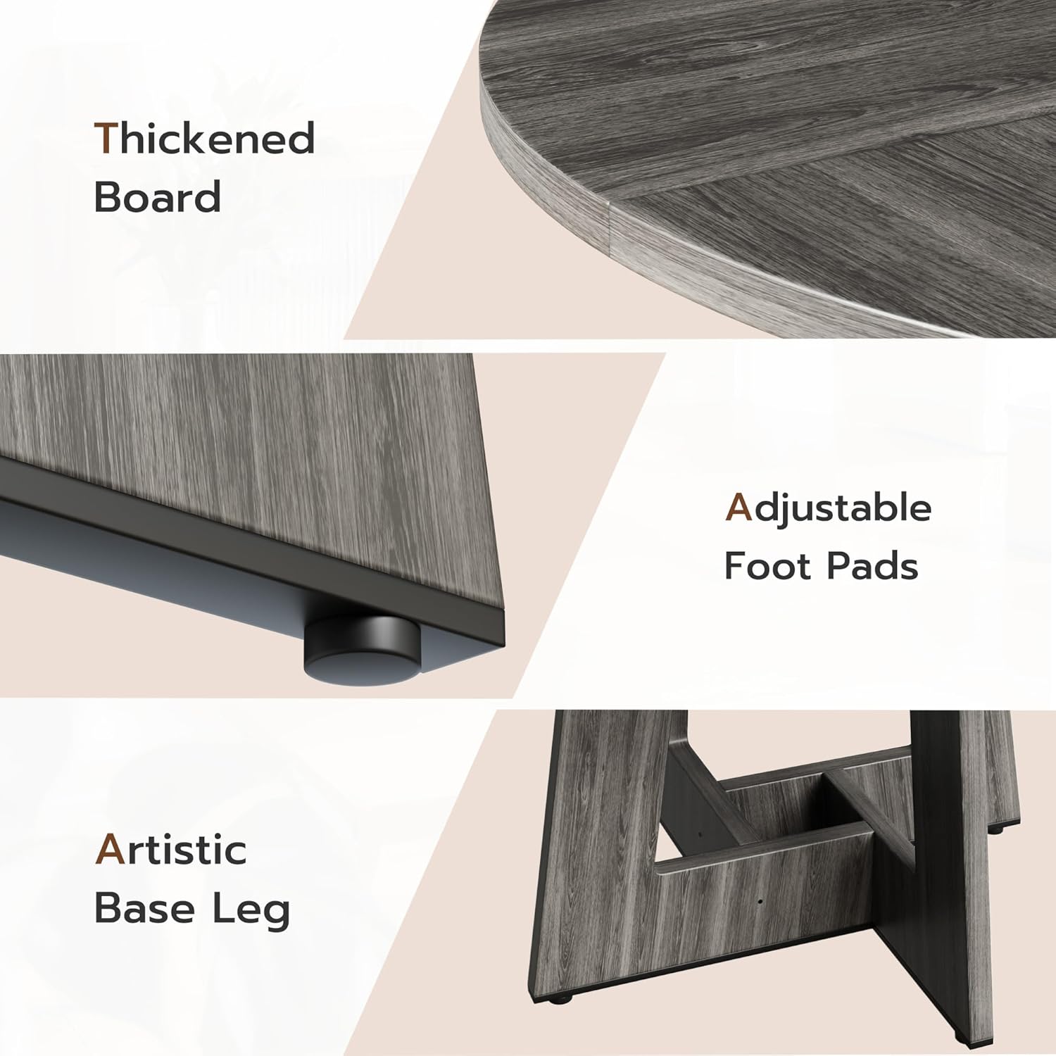 YOUDENOVA - Table à Manger Retro 120cm - bois, 4-6 personnes, gris