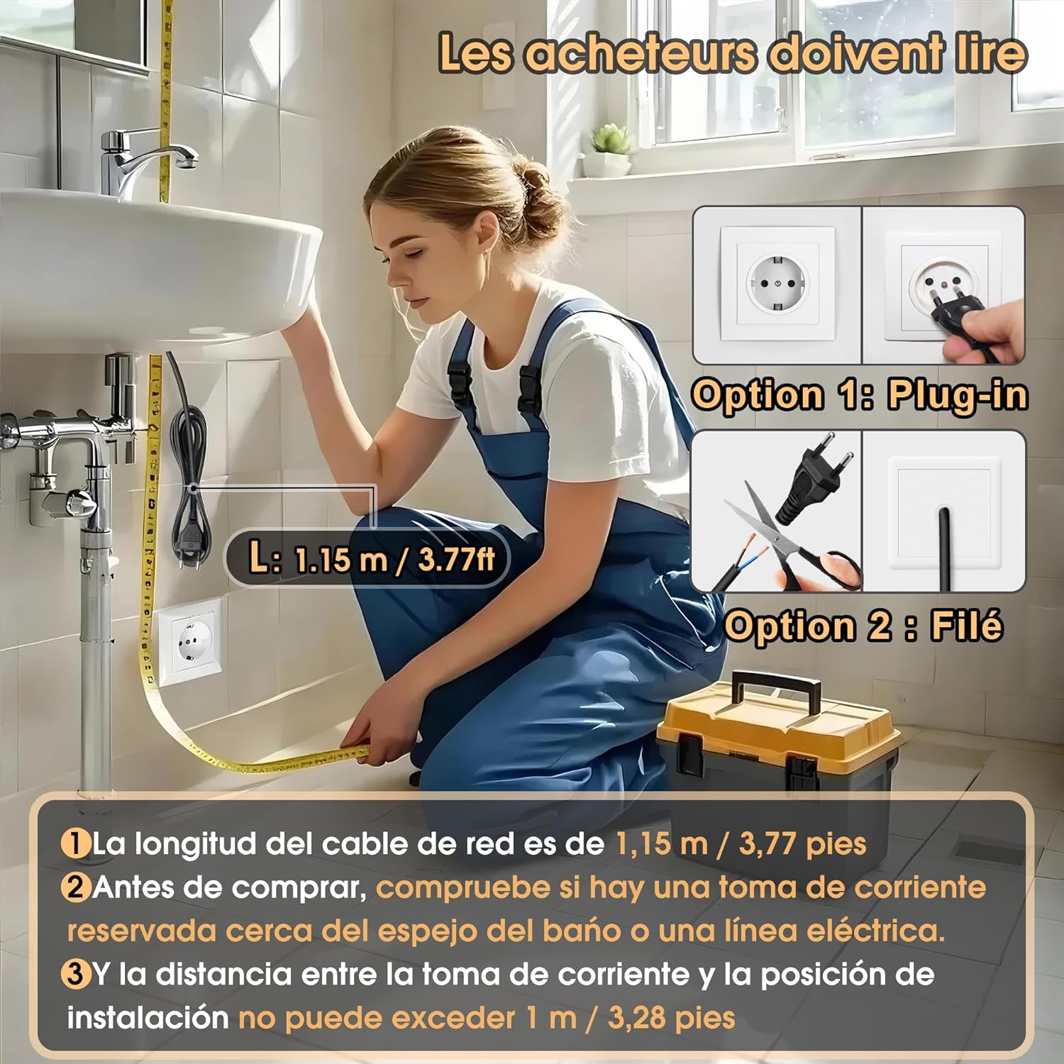 Miroir Salle de Bain - LED Rond 60cm - 3 couleurs, tactile, dimmable