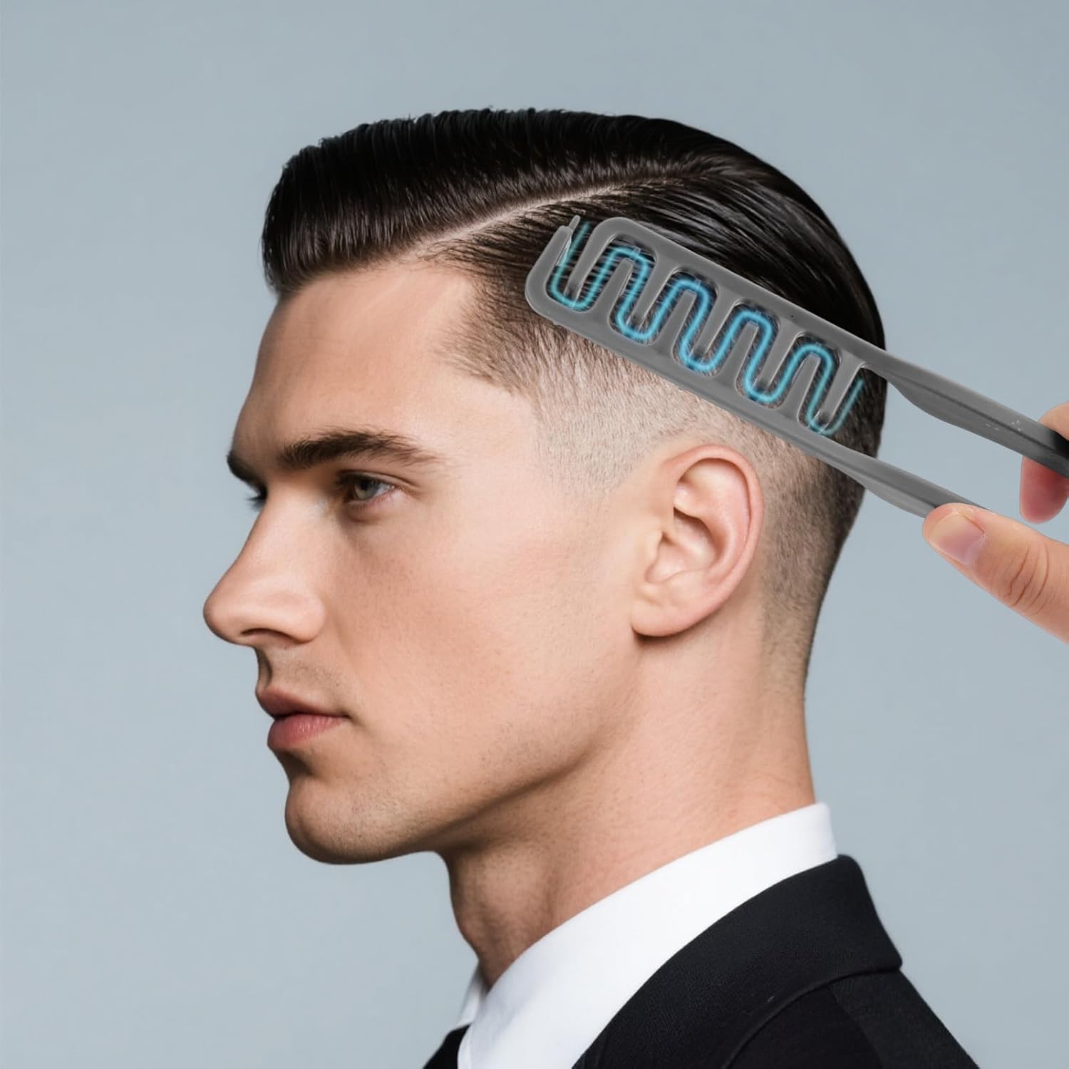 Peigne - dents larges 18x10cm - poignée texturée, ABS, gris