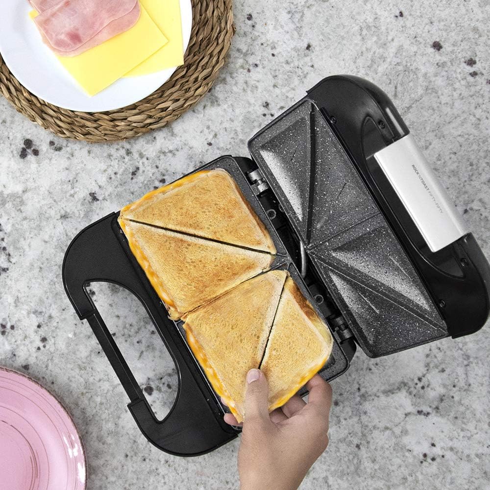 Cecotec - Rock'n Toast Fifty-Fifty - 2 sandwichs - 750W, revêtement antiadhérent