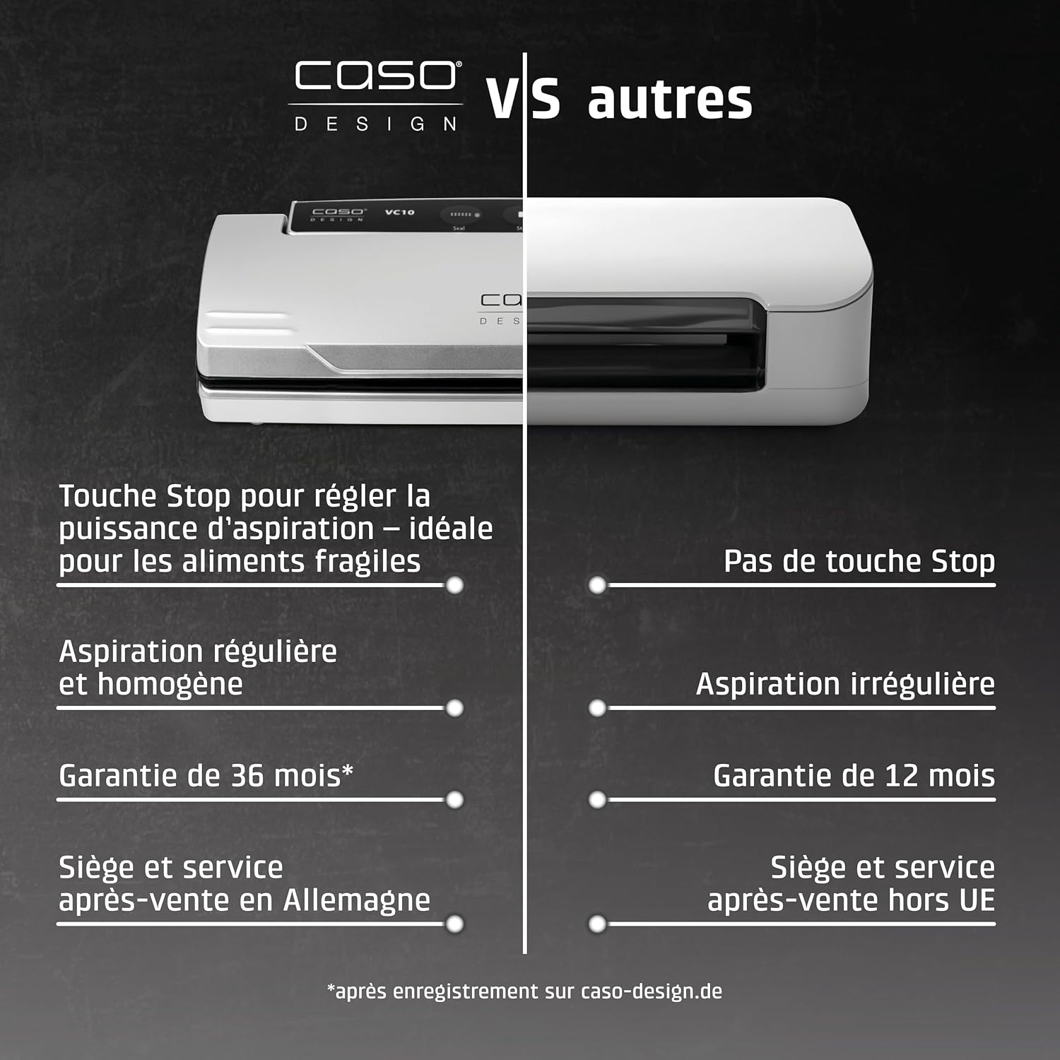 CASO - VC 10 - 30 cm - mise sous vide, argenté, longue conservation