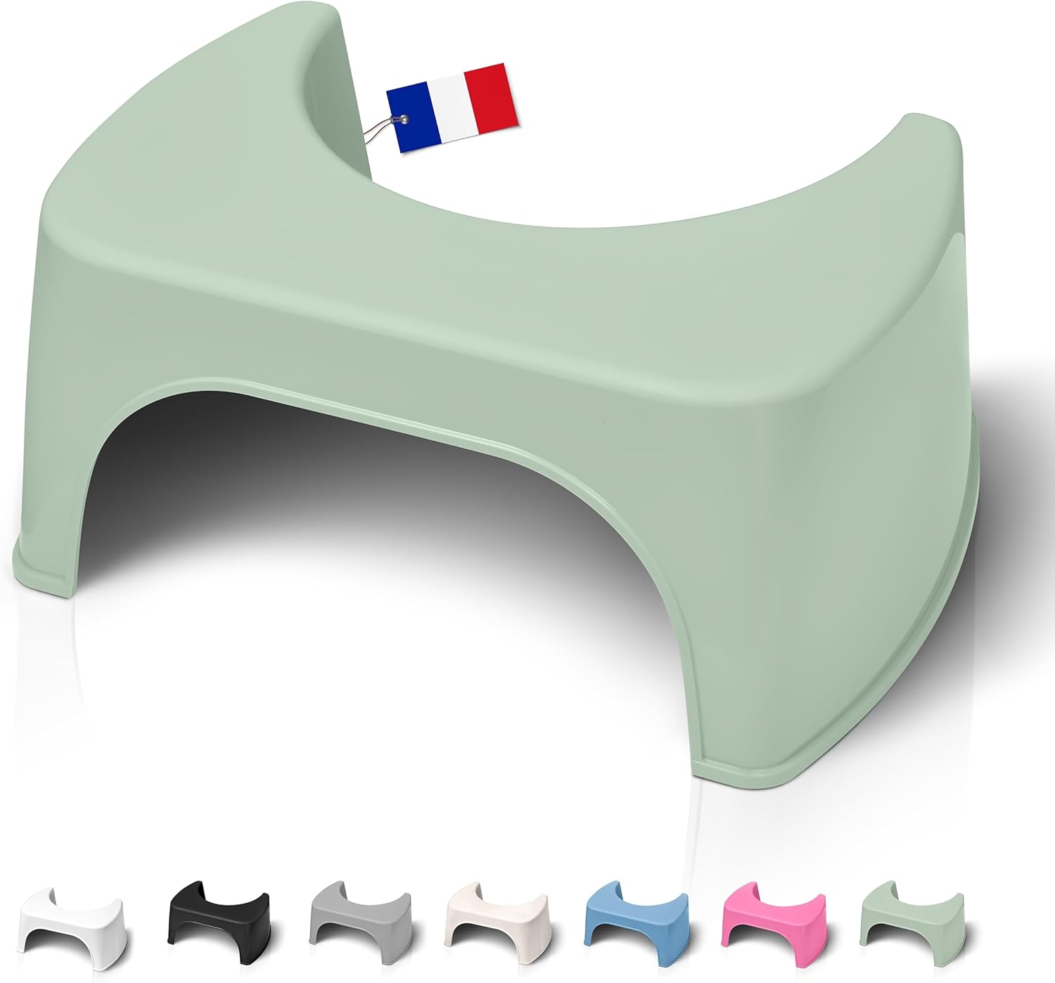 Well Care - Tabouret WC Physiologique - Plastique recyclé - Vert - Fabriqué en France