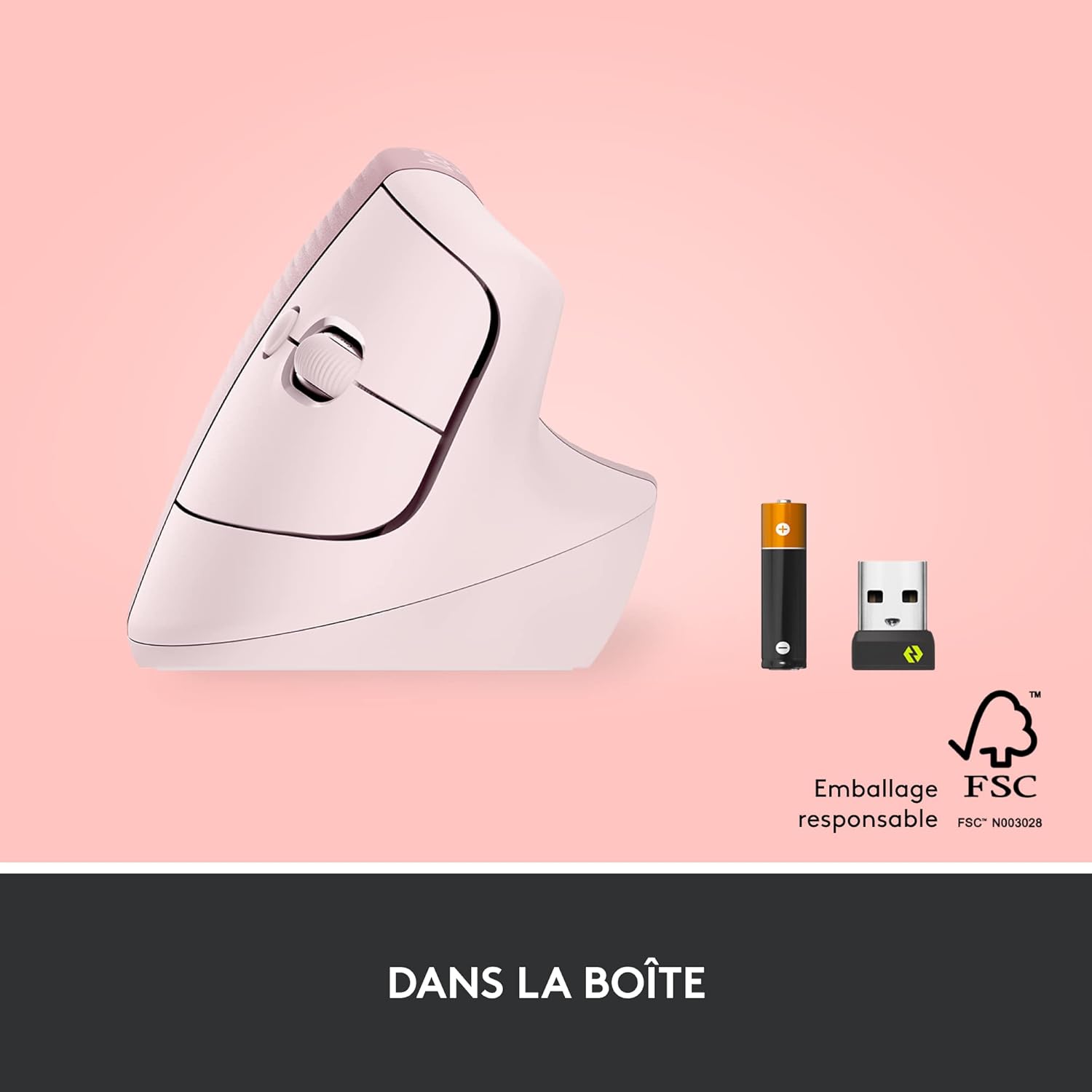 Logitech - Lift - Souris verticale compacte - sans fil, Bluetooth, 4 boutons