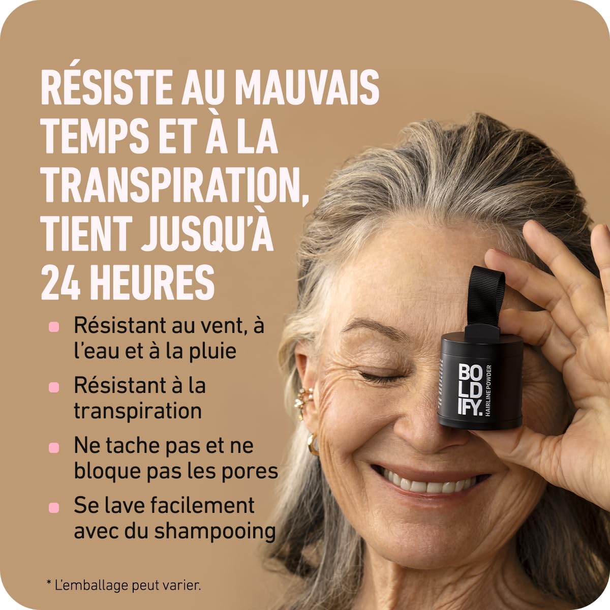 BOLDIFY - Poudre de racine cheveux gris - 10g - retouche instantanée, effet naturel