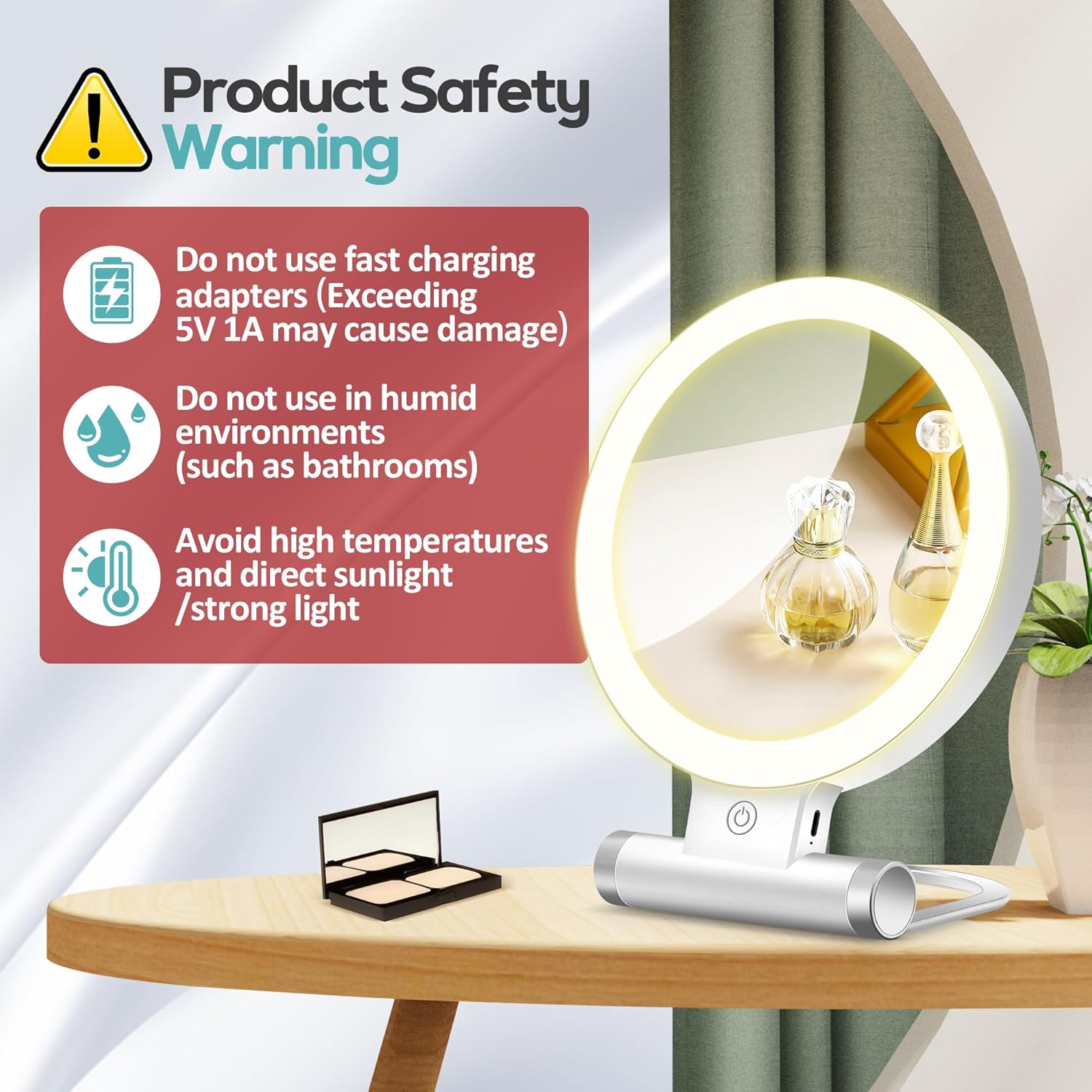 B Beauty Planet - miroir grossissant double face 20x/1x - éclairage LED, écran tactile