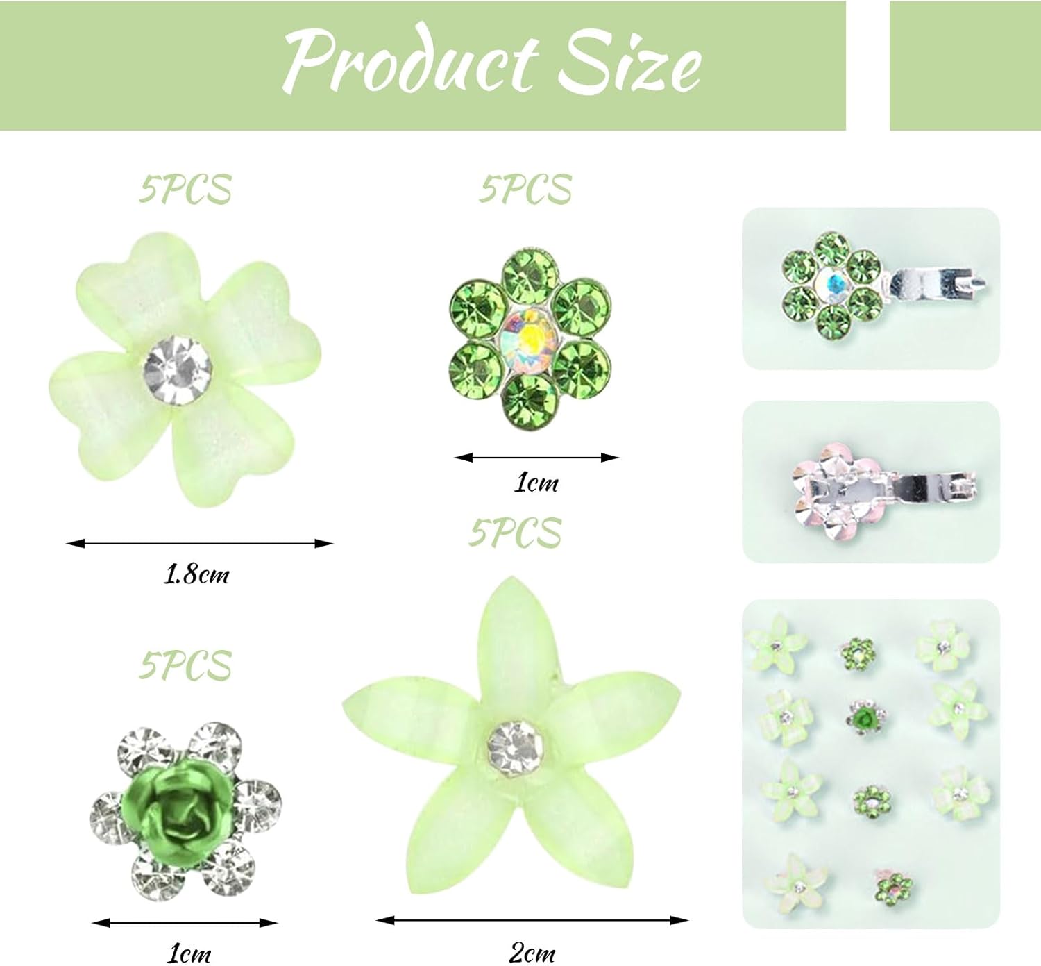 Pinces à cheveux - lot 20 pièces - métal strass fleurs, mini barrettes décoratives, mariage