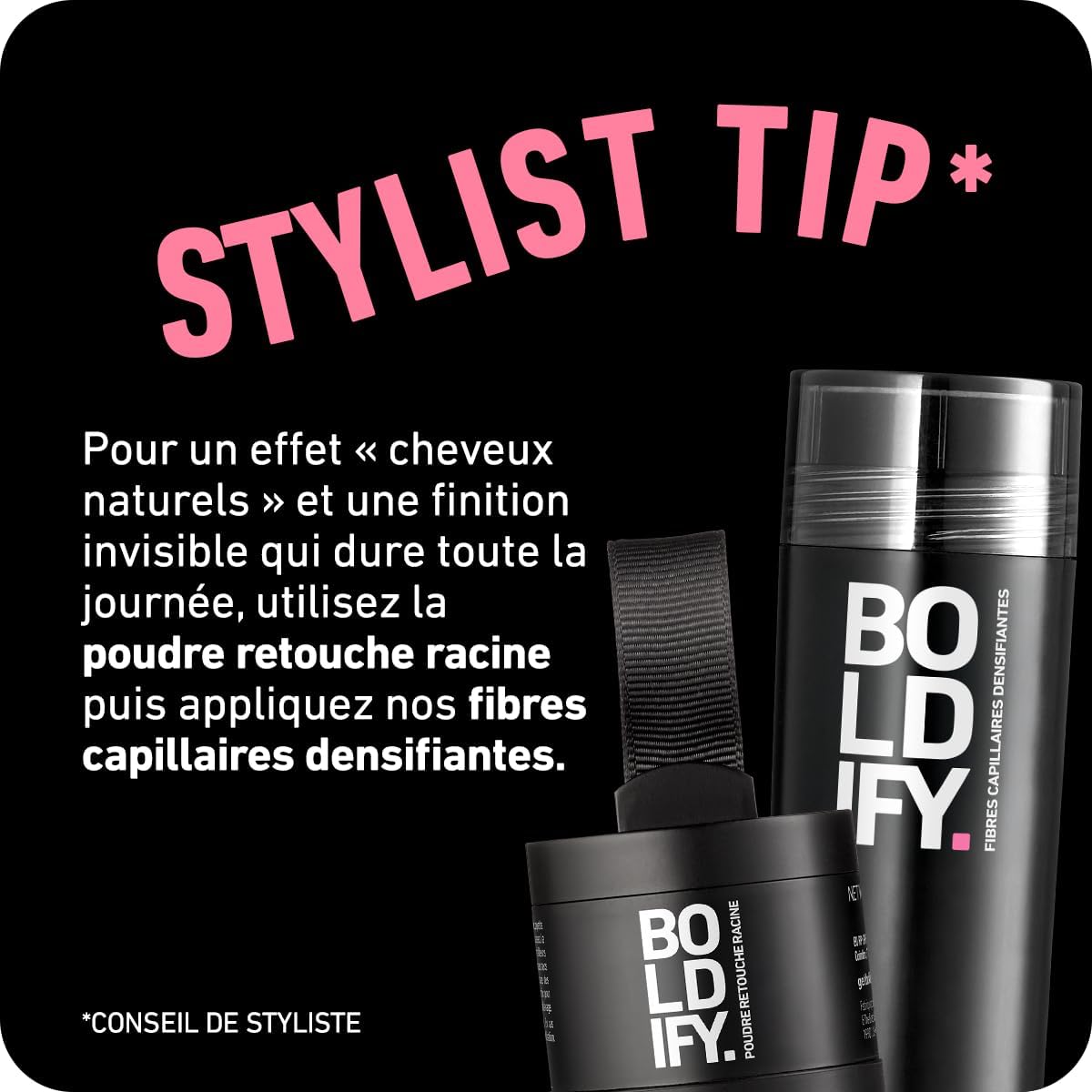 BOLDIFY - Poudre de racine cheveux gris - 10g - retouche instantanée, effet naturel