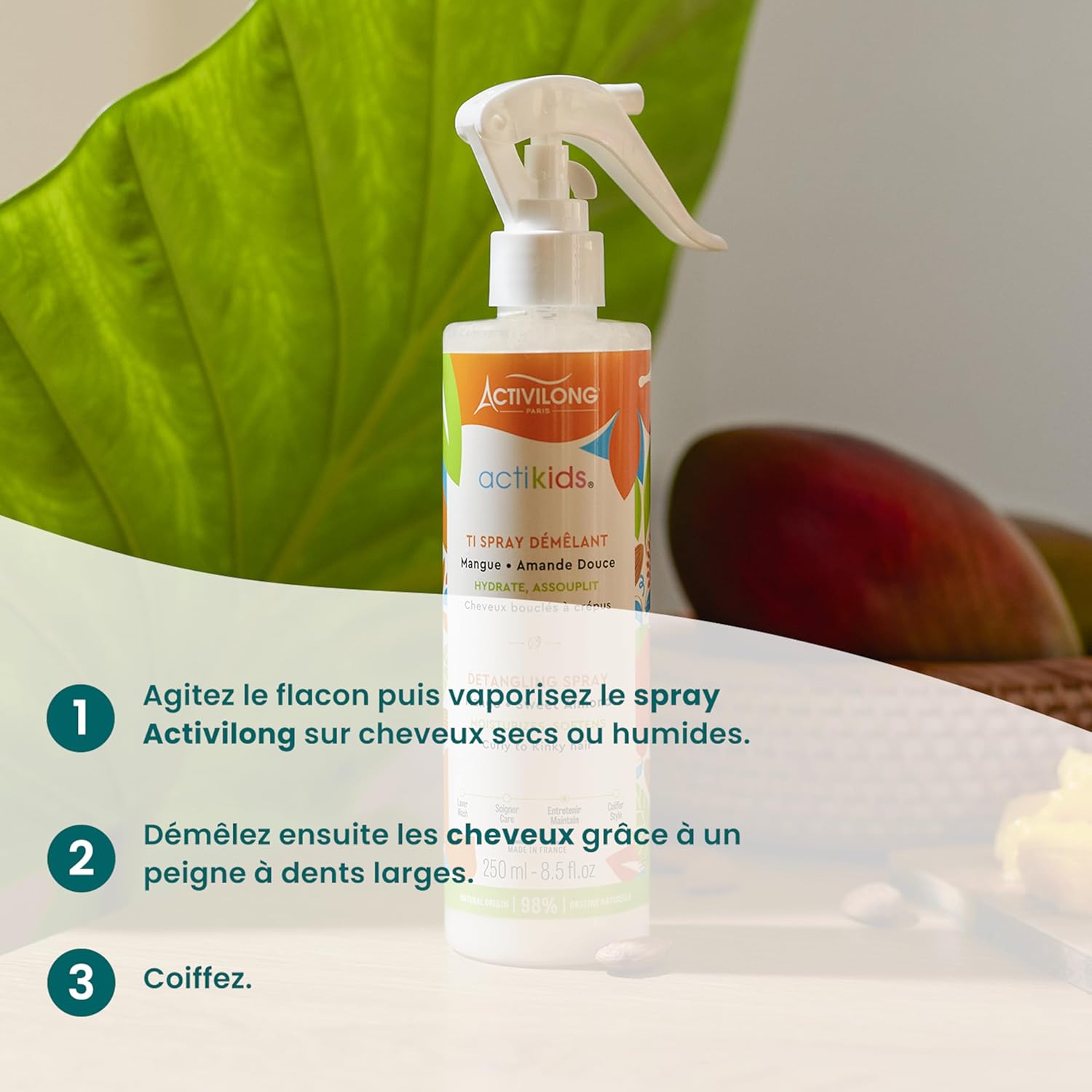 ACTIVILONG - Ti Spray Démêlant enfant 250ml - vegan, cheveux bouclés, 98% naturel