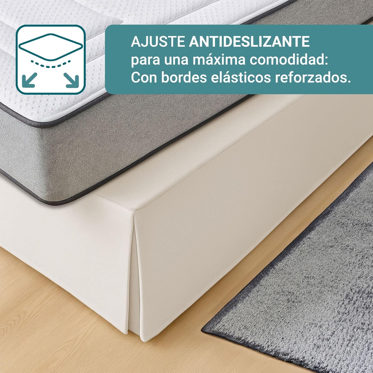 Housse de canapé - Taille jupon 80x190/200 cm - ivoire, antidérapante, respirante, fabrication Espagne