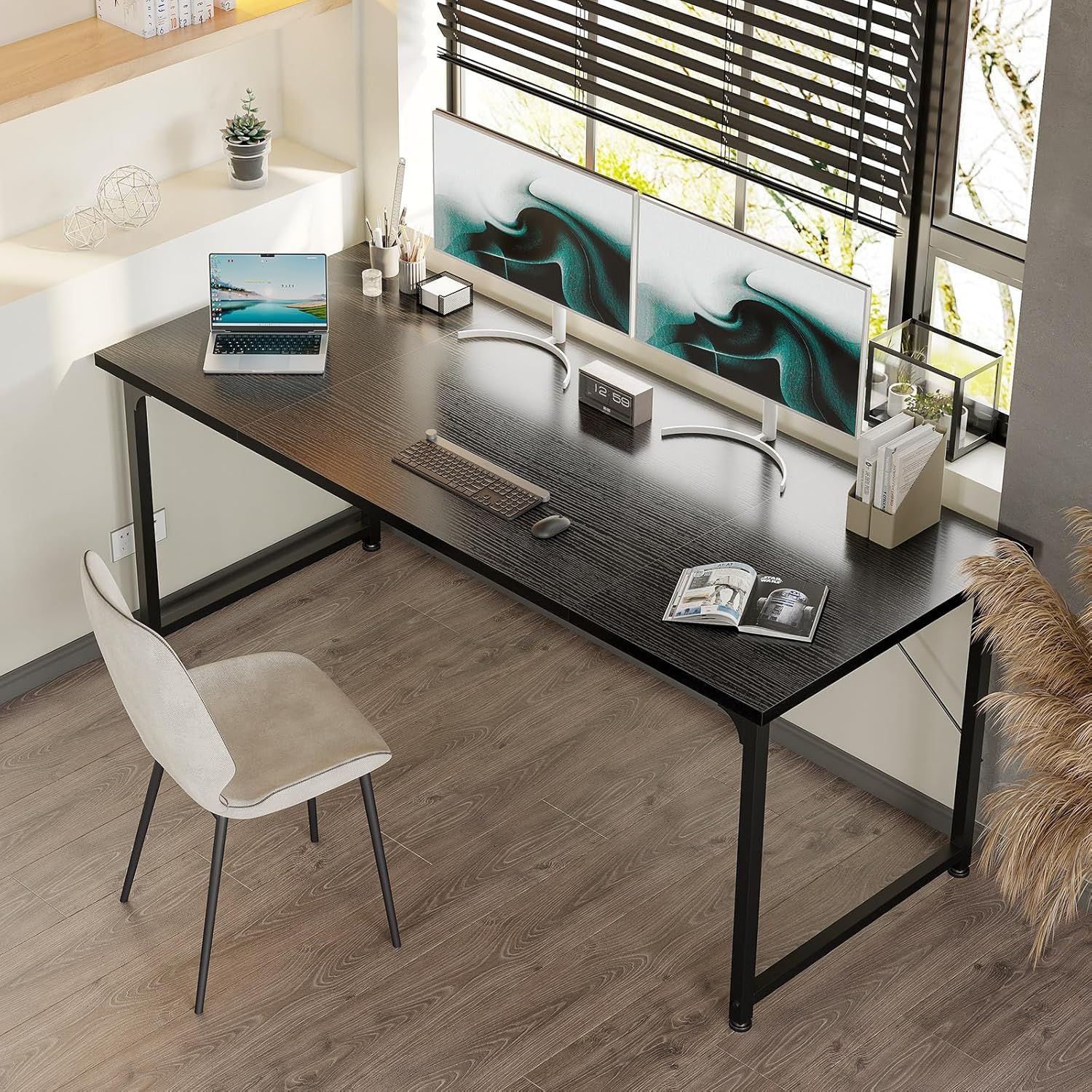 Bureau d’ordinateur - 160x55 cm - Table informatique et écriture, noir