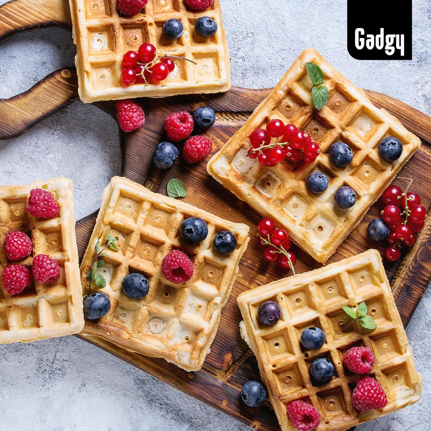 Gadgy - Gaufrier Professionnel - 4 gaufres, 1200W, thermostat réglable, compact et facile à nettoyer