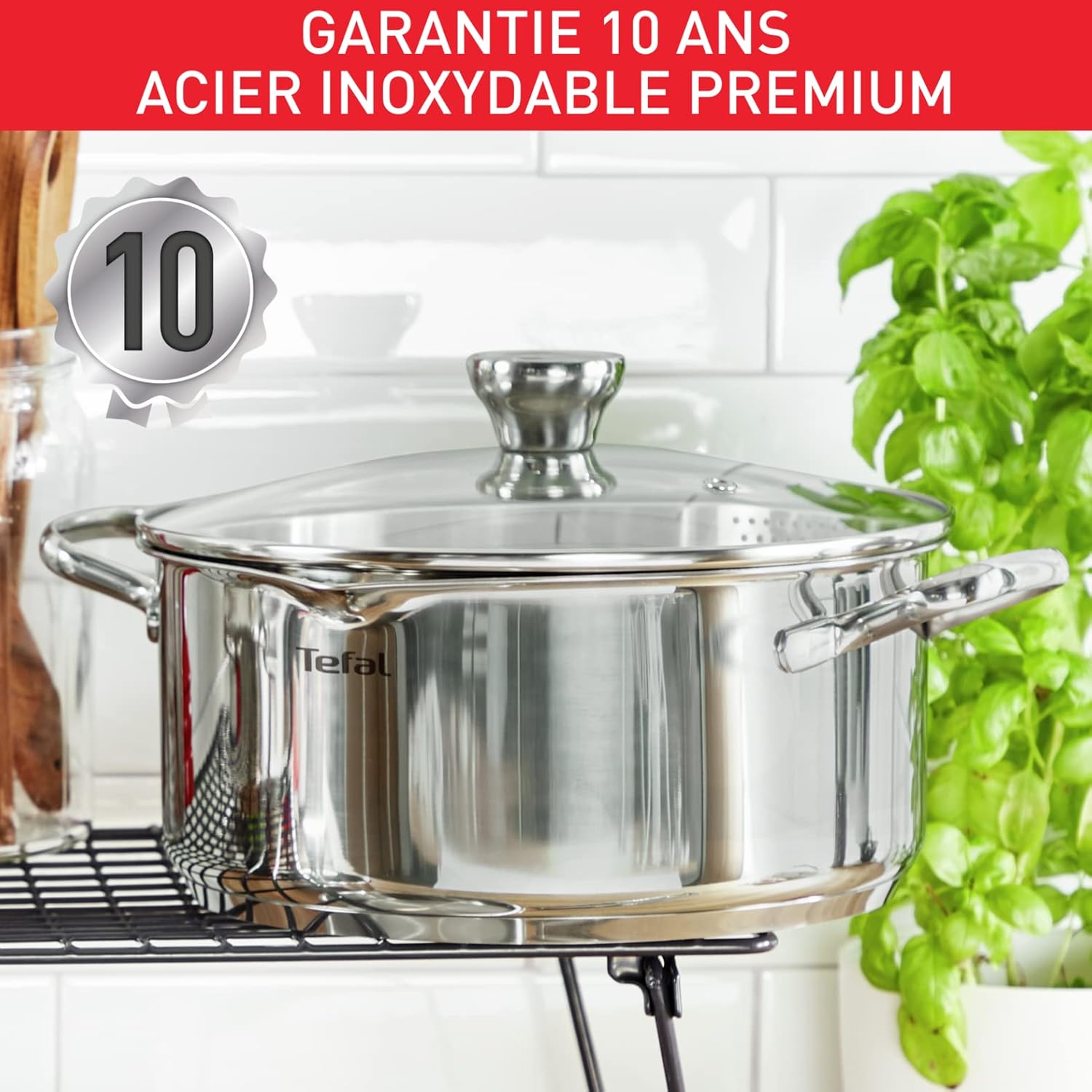 Tefal - Duetto On - batterie cuisine 9 pièces inox, induction, couvercles filtrants, garantie 10 ans - A705S936