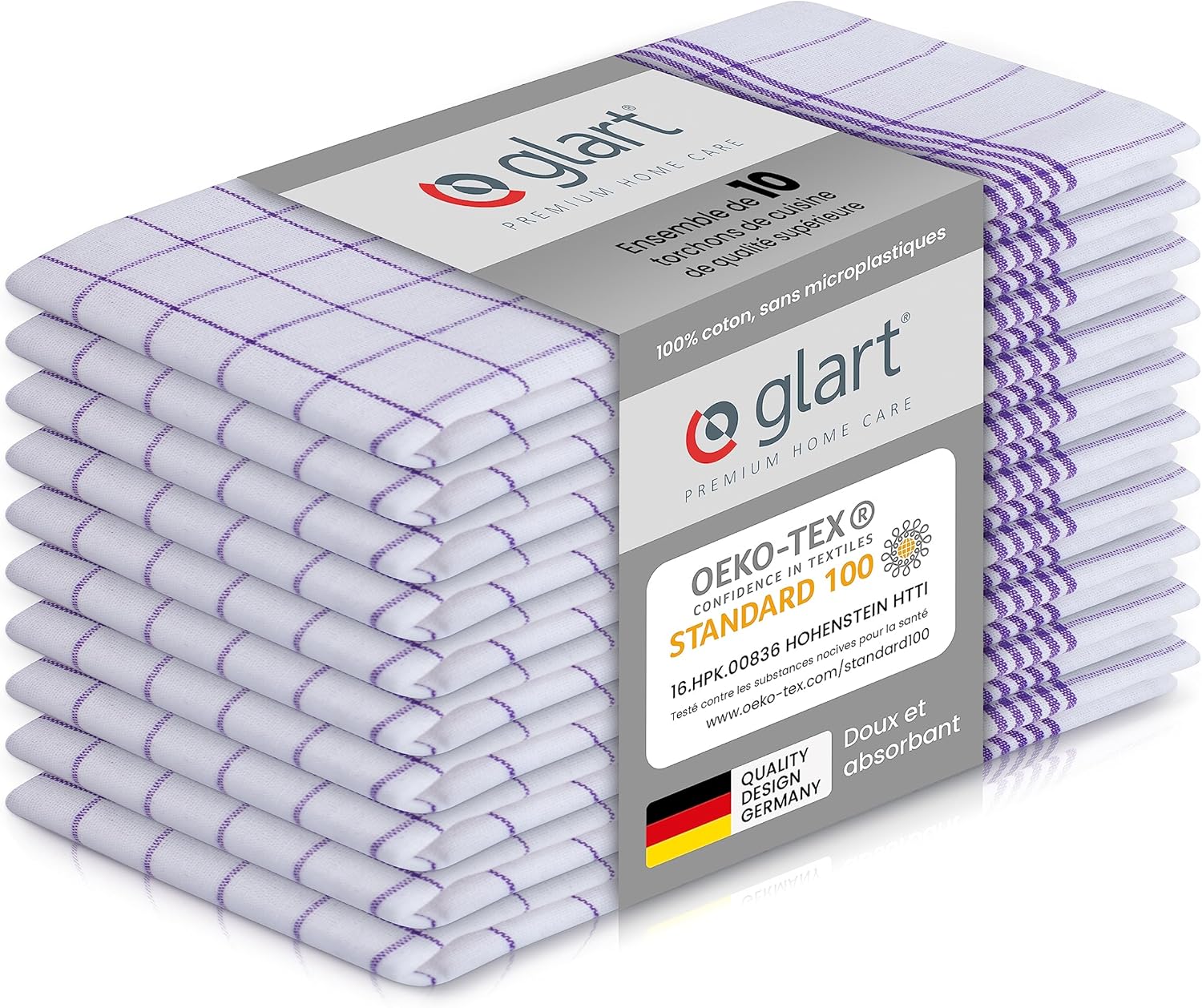 Glart - Set de torchons 10 pièces 50x70cm coton absorbant 48KV2