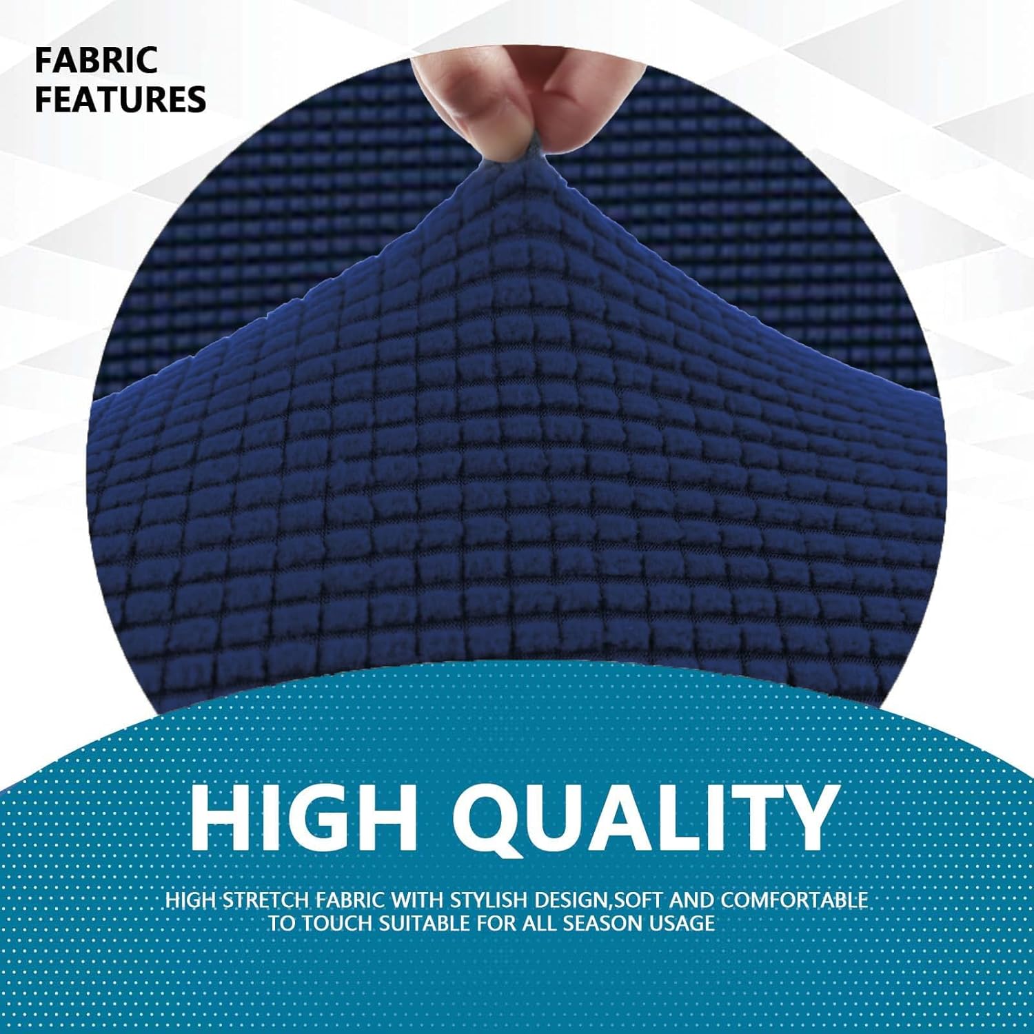 Housse canapé 1 place, extensible, accoudoirs, antidérapant, bleu