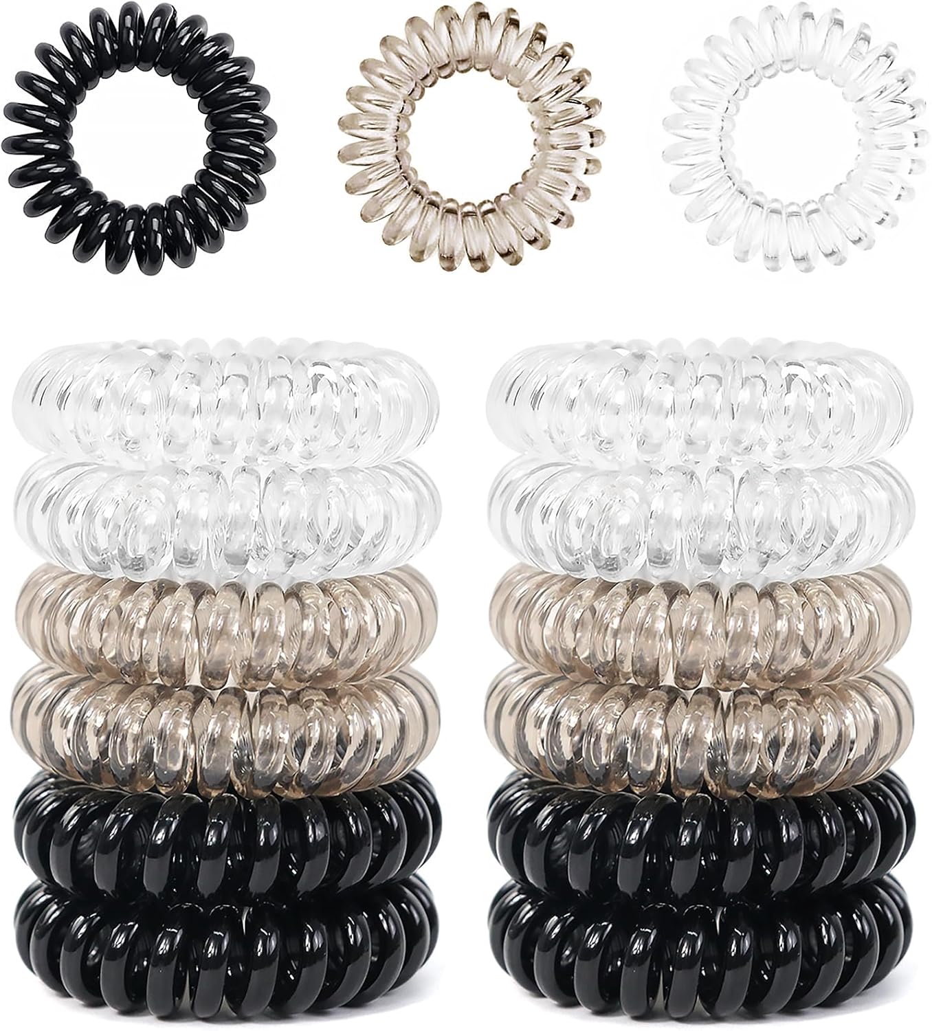 Élastiques cheveux - lot de 12 spirales - accessoires femme, fille