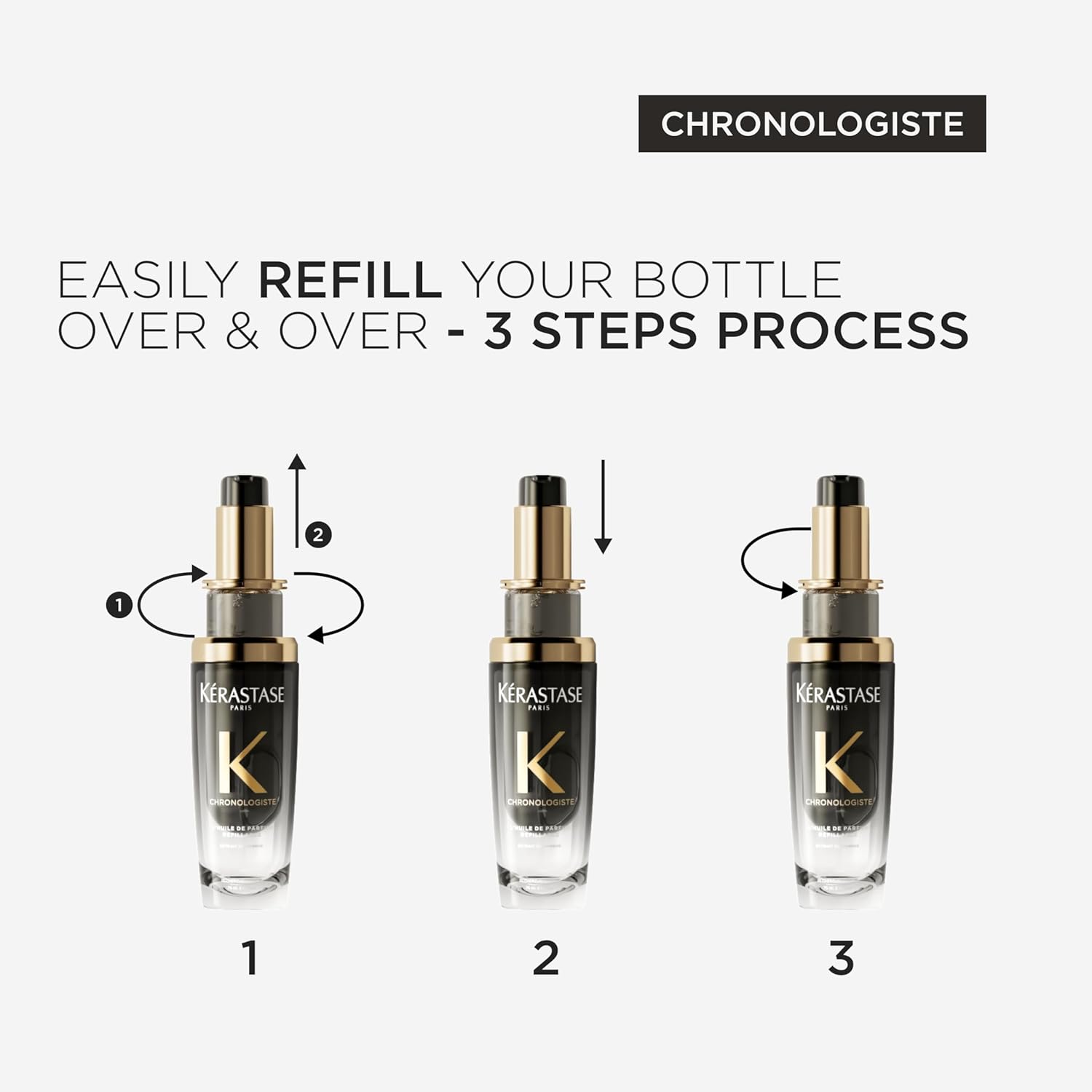 Kérastase - Chronologiste Huile cheveux 75ml - nourrit, revitalise, parfum myrrhe, flacon rechargeable