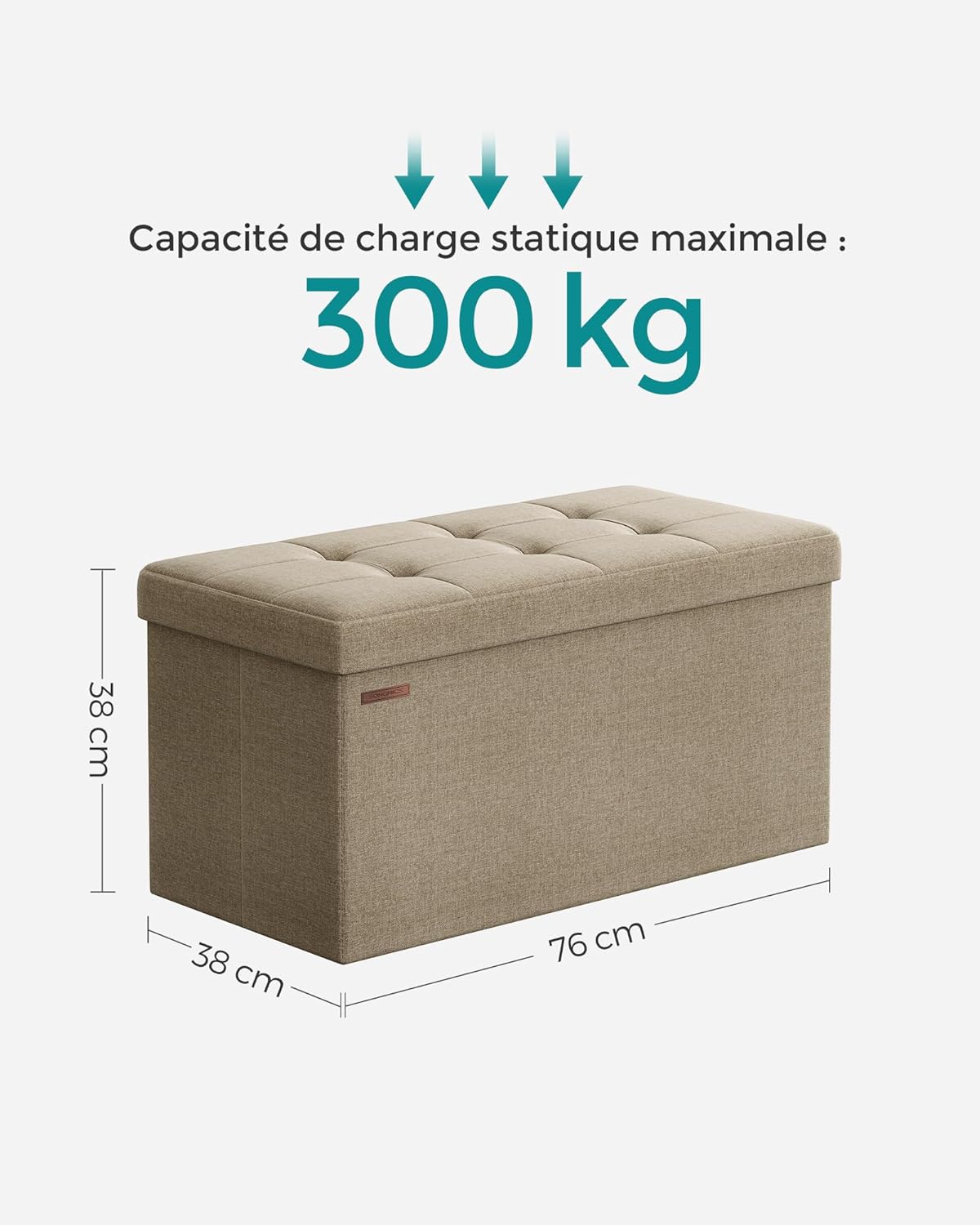 SONGMICS - Mazie Collection - banc 76cm, pliable rangement, marron, LSF047R01