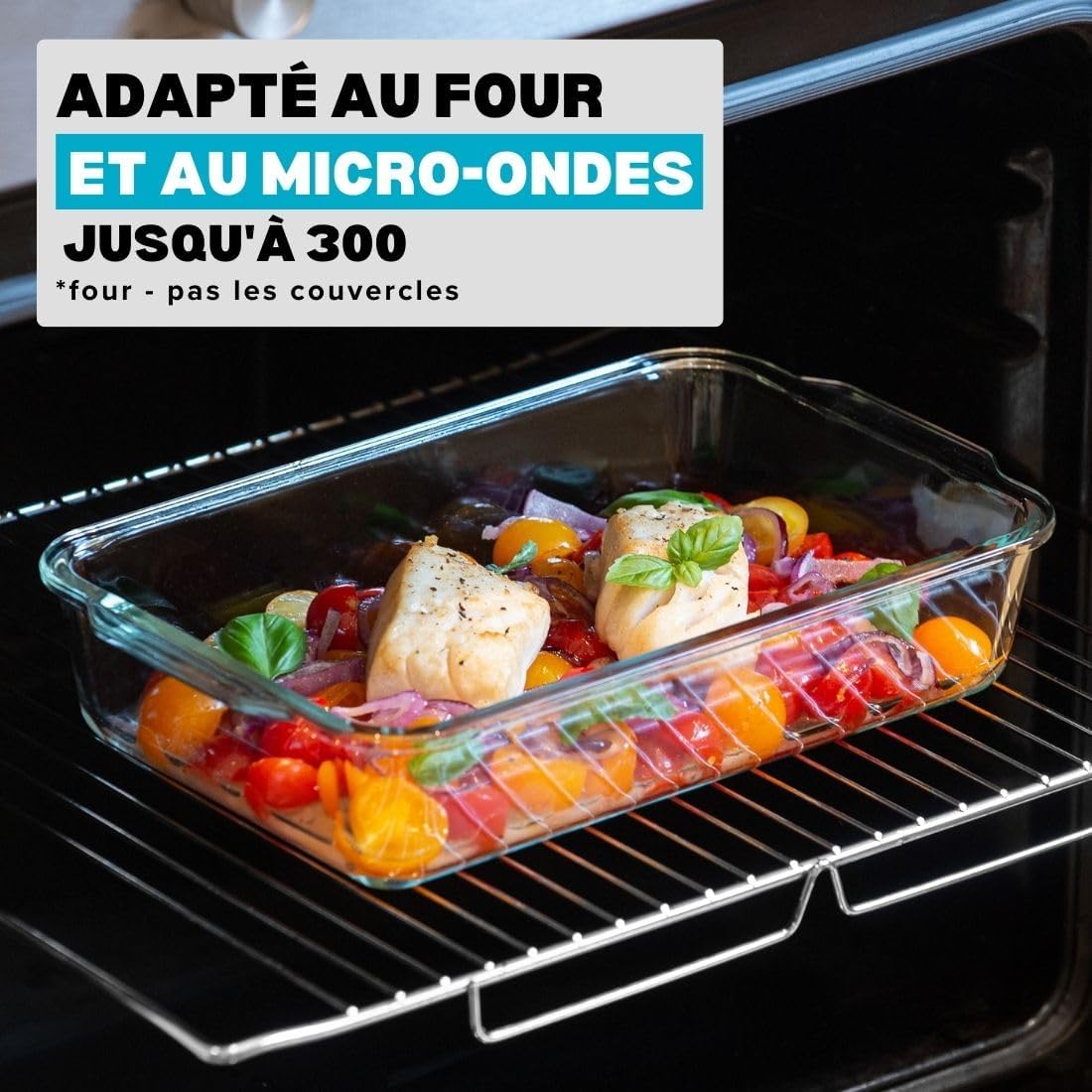 Igluu - Plat à lasagnes verre borosilicate 2,2L - lot de 2, hermétique, compatible four et micro-ondes
