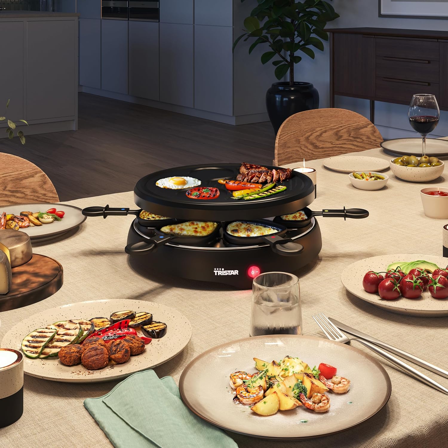 Tristar - Raclette RA-2998 - Ø29cm - 6 poêlons, crêpe, grill, 800W