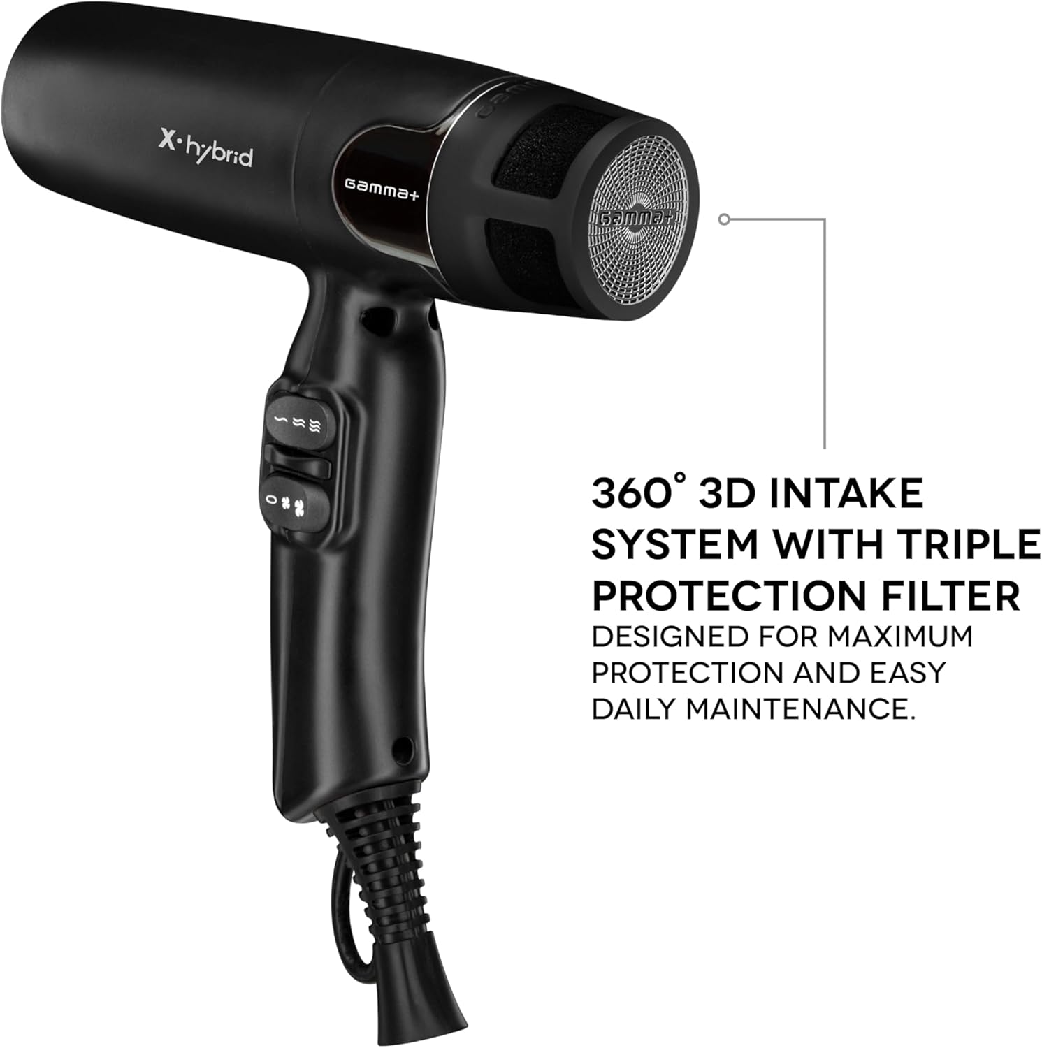 Gamma+ - X-Hybrid - 300g - sèche-cheveux ionique ultraléger, moteur numérique, triple filtre, X-Hybrid