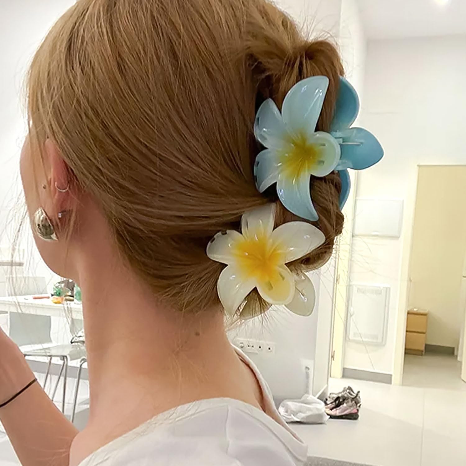 Pinces à cheveux - lot de 8 - grandes, antidérapantes, fleurs, couleurs variées, solides pour cheveux épais