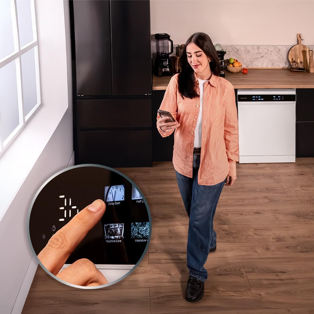 Cecotec - Bolero Aguazero 6210 D - 60cm - lave-vaisselle 15 couverts, écran FullColor XXL, Dual Zone, Aquastop, sécurité