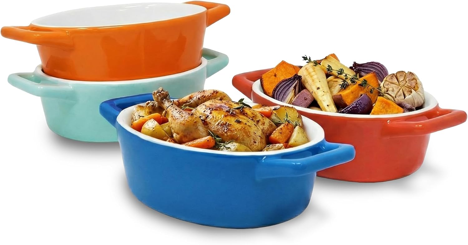 Joejis - ramequins ronds en céramique - lot de 4 - four, lave-vaisselle, congélateur
