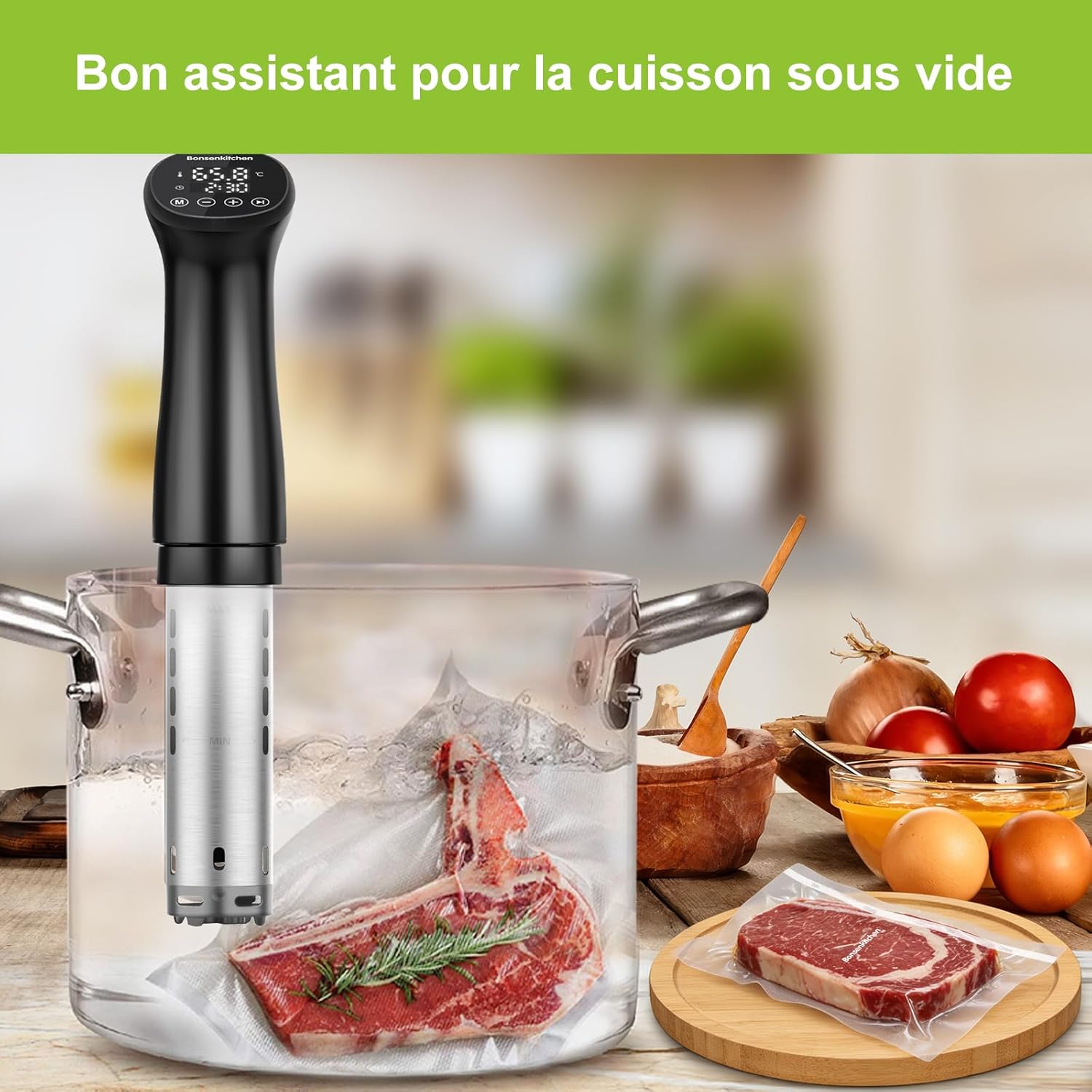 Bonsenkitchen - sacs sous vide - 2x 28x600cm - sans BPA, cuisson, VB3207