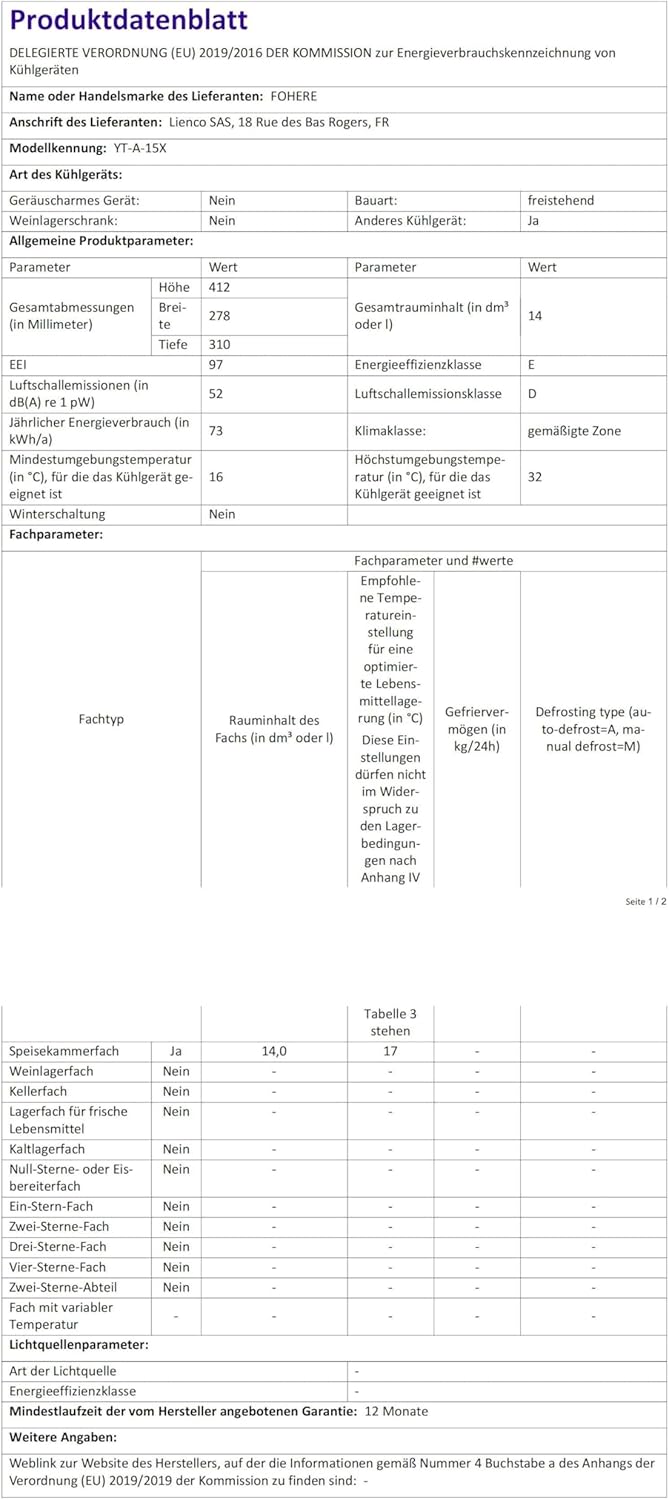 FOHERE - Mini Frigo 15L - compact, chaud/froid, silencieux, portable