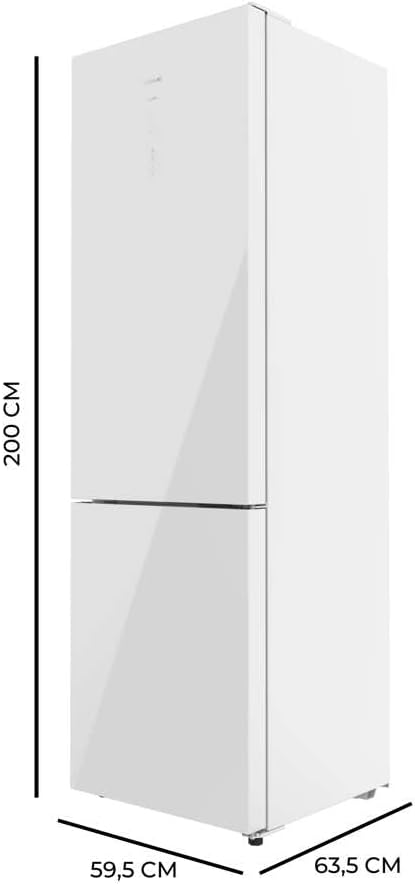 Cecotec - Bolero CoolMarket Combi 356 - 200x60 cm - verre, No Frost, faible conso - 356 White Glass D.
