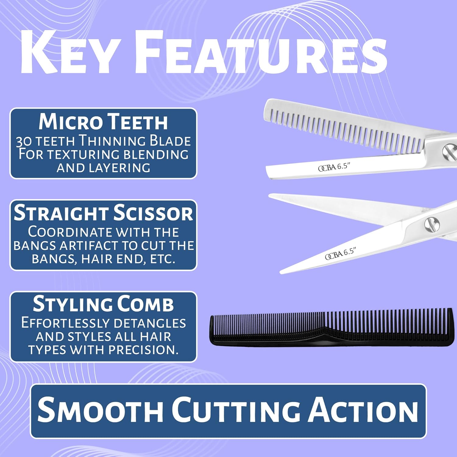 Ciseaux de coiffure - acier inoxydable 6/6,5 pouces - professionnels, noirs japonais