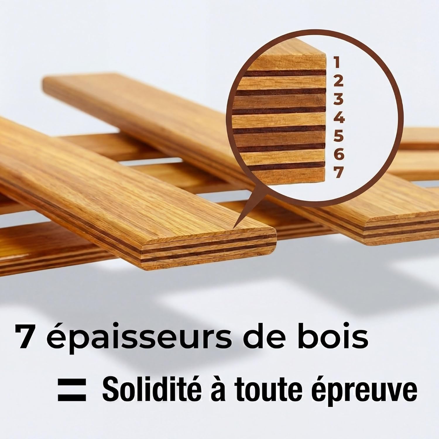 EBAC - Lattes de lit, lot de 10, 680x48x8 mm, hêtre 7 plis durables