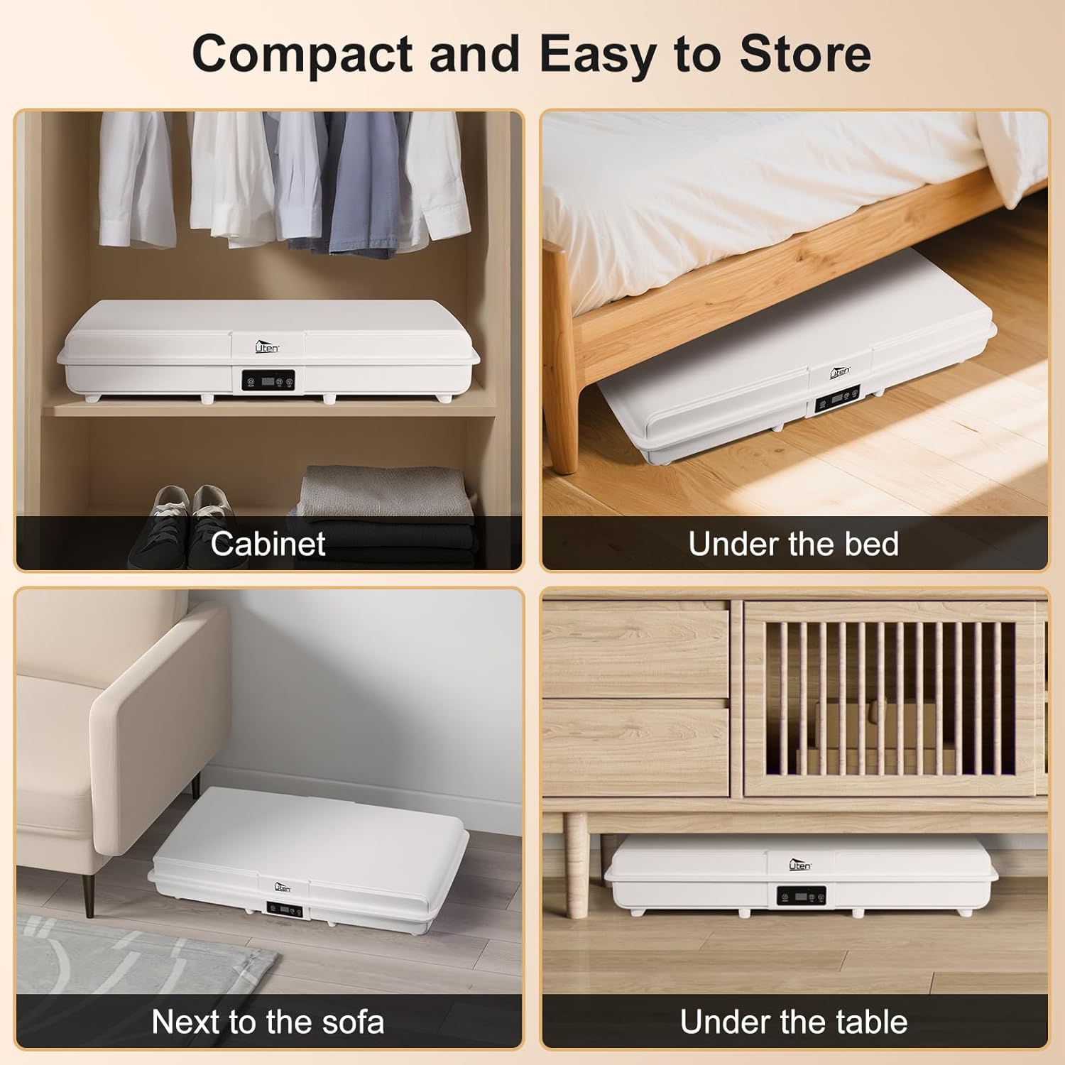 Sèche-linge électrique portable 1500W, amovible, minuterie, compact