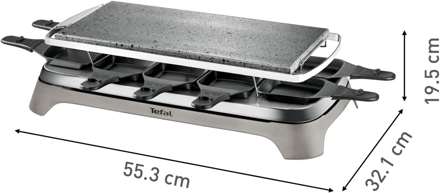 Tefal - Raclette Pierrade 10 personnes - fonte, pierre naturelle, PR457B12