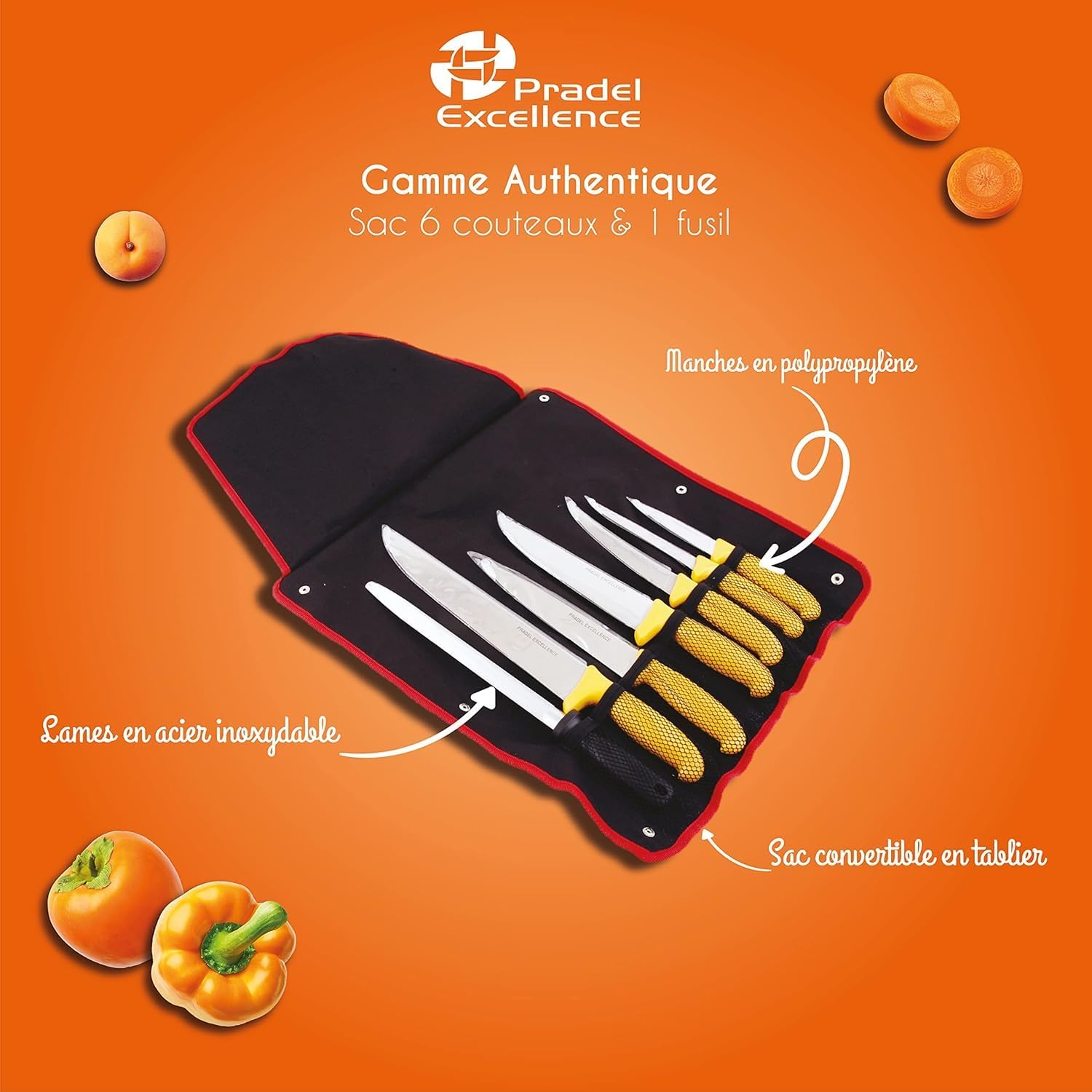 Pradel Excellence - sac couteaux boucher 7 pièces - inox, lavable, tablier - PCOT005008
