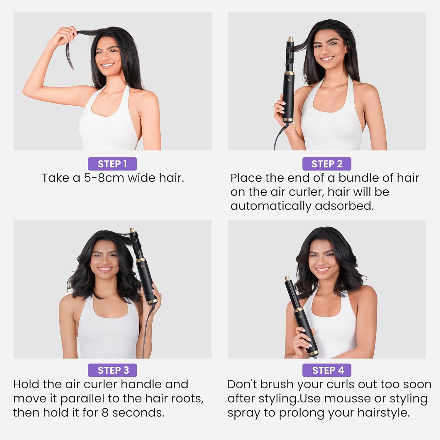 Air Styler 5 en 1 - 1000W - sèche-cheveux ionique, brosse soufflante, boucleur