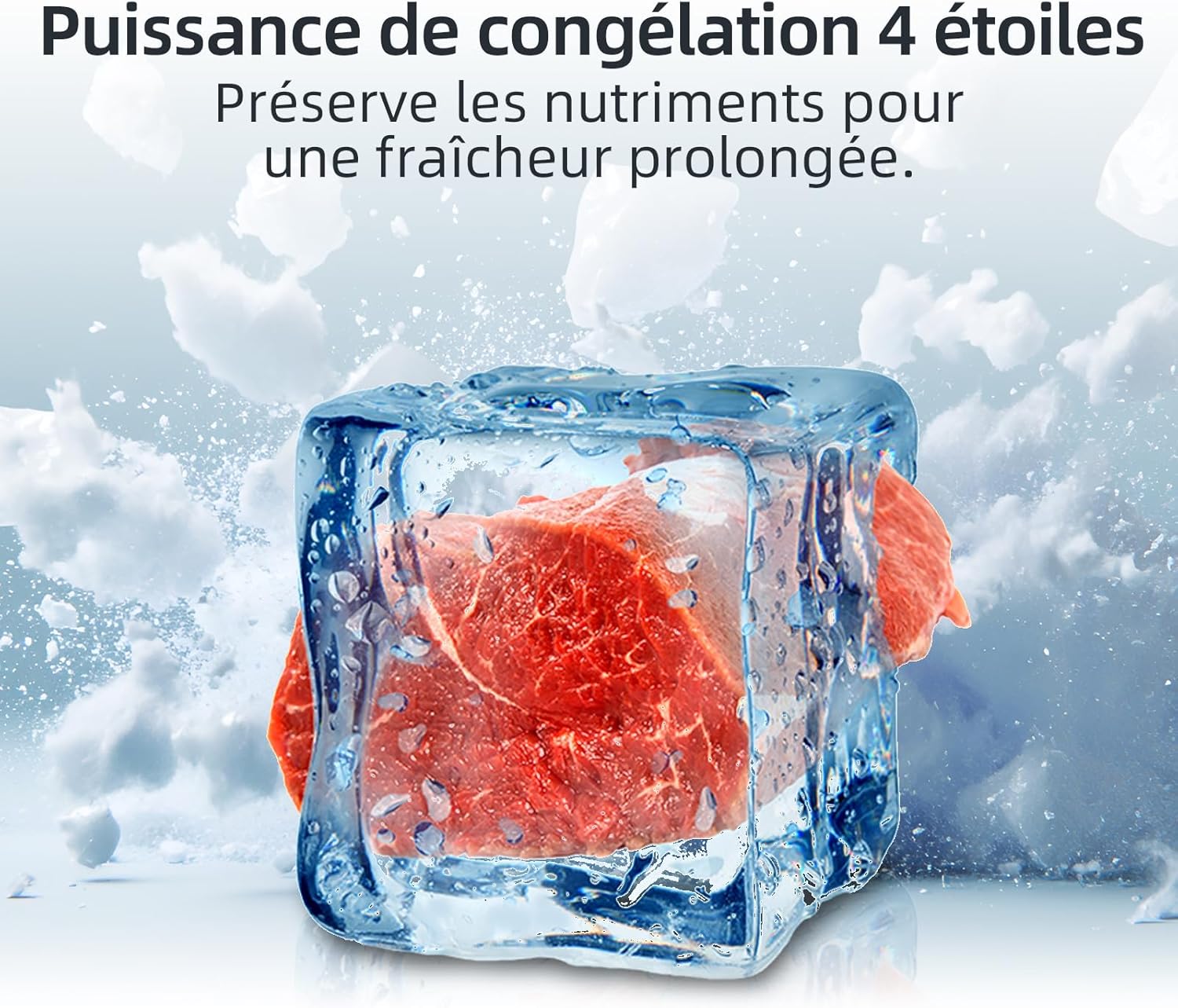 CHIQ - réfrigérateur congélateur 205L, classe E, acier noir, portes réversibles, FBM205L42