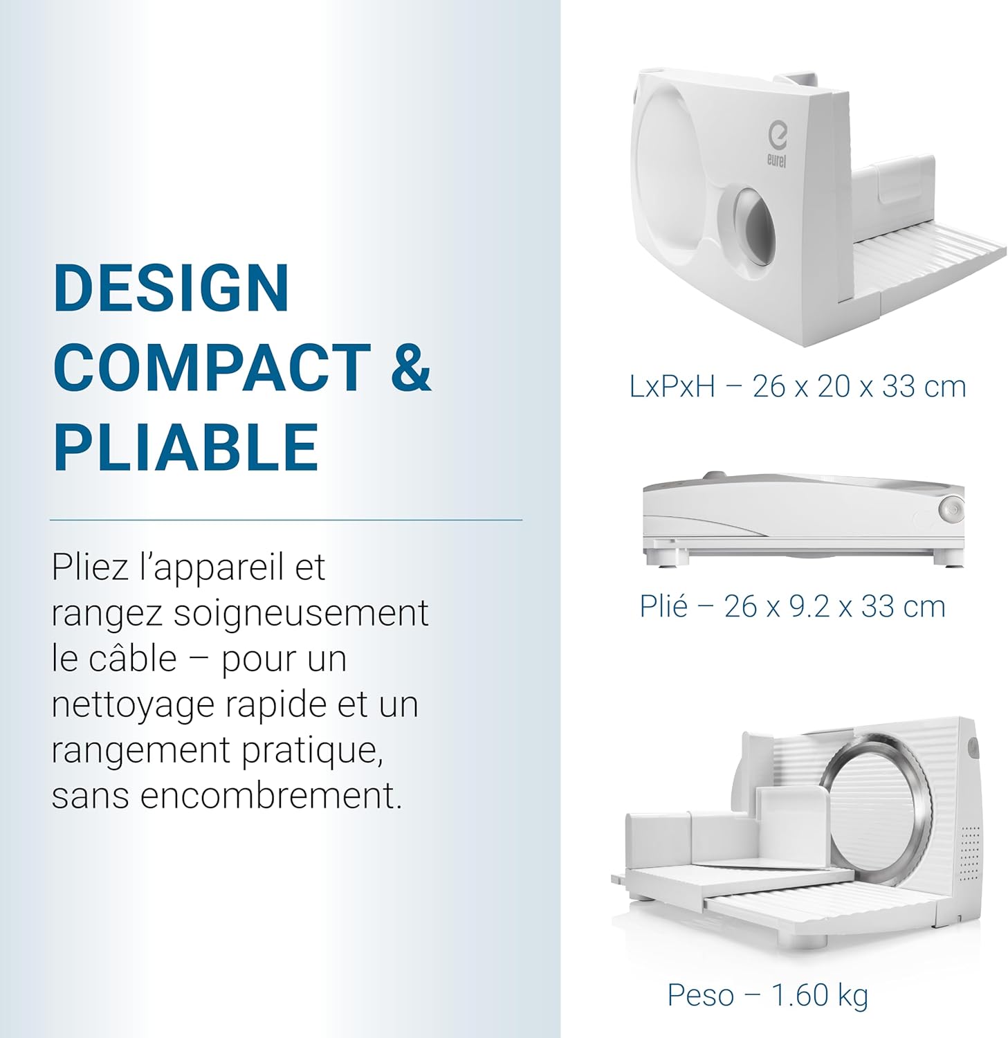 EUREL - RS42 trancheuse pliable, inox Ø170mm, épaisseur 0–17mm
