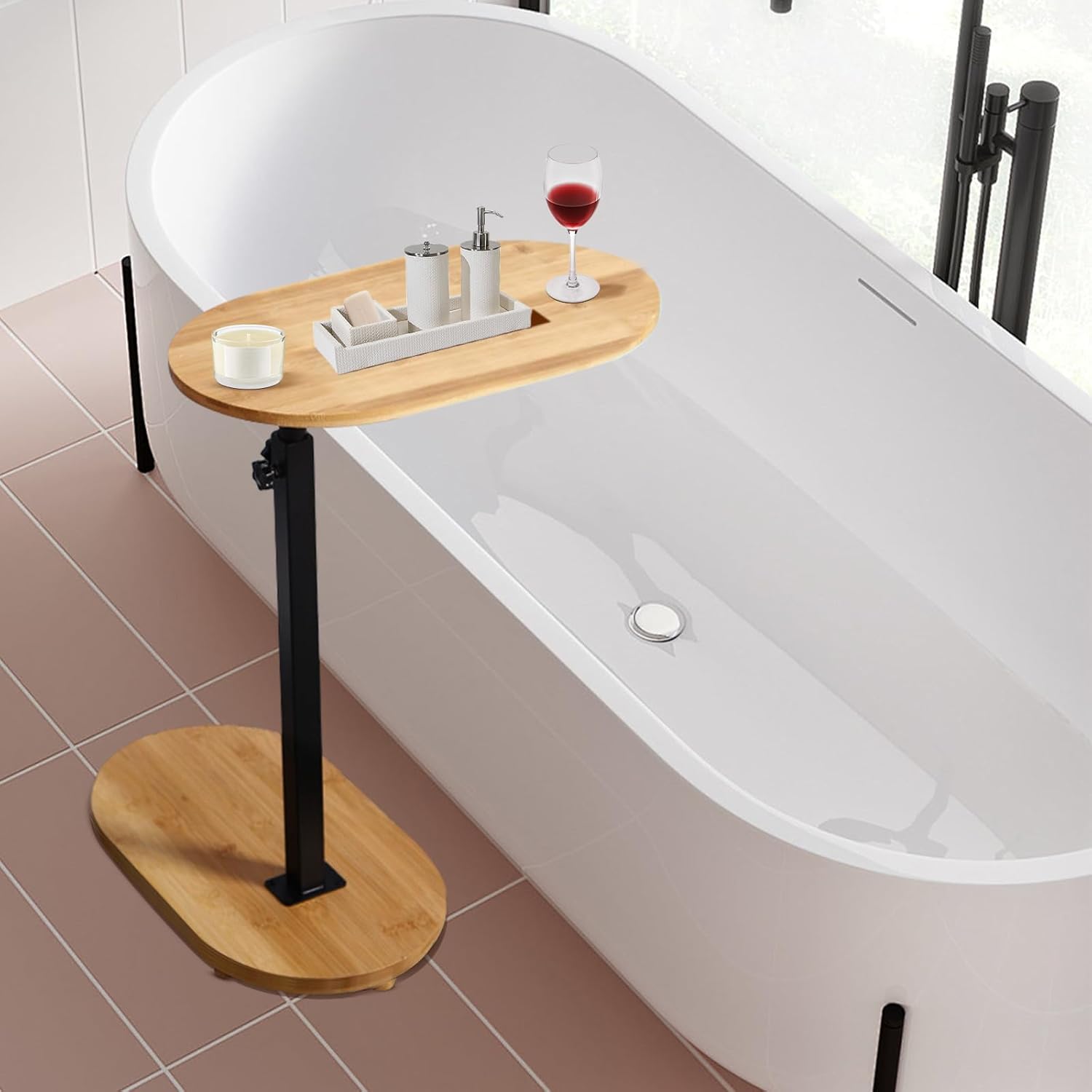 Table d'appoint C réglable - bambou/métal - petite taille, multi-usage